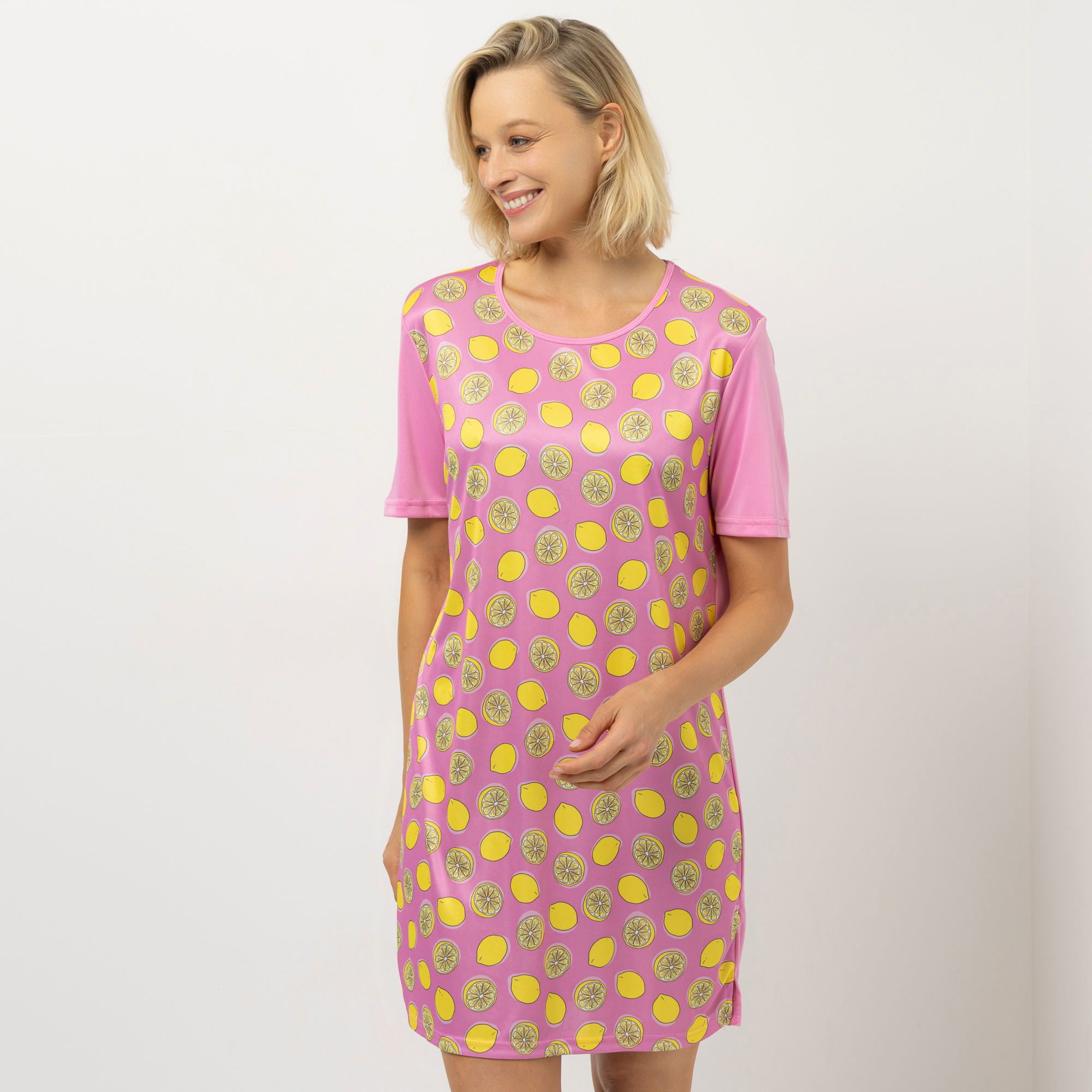 LITTLE ROSE Bigshirt, 1/2-Arm Mikrofaser Rundhalsausschnitt mit Seitenschlitzen