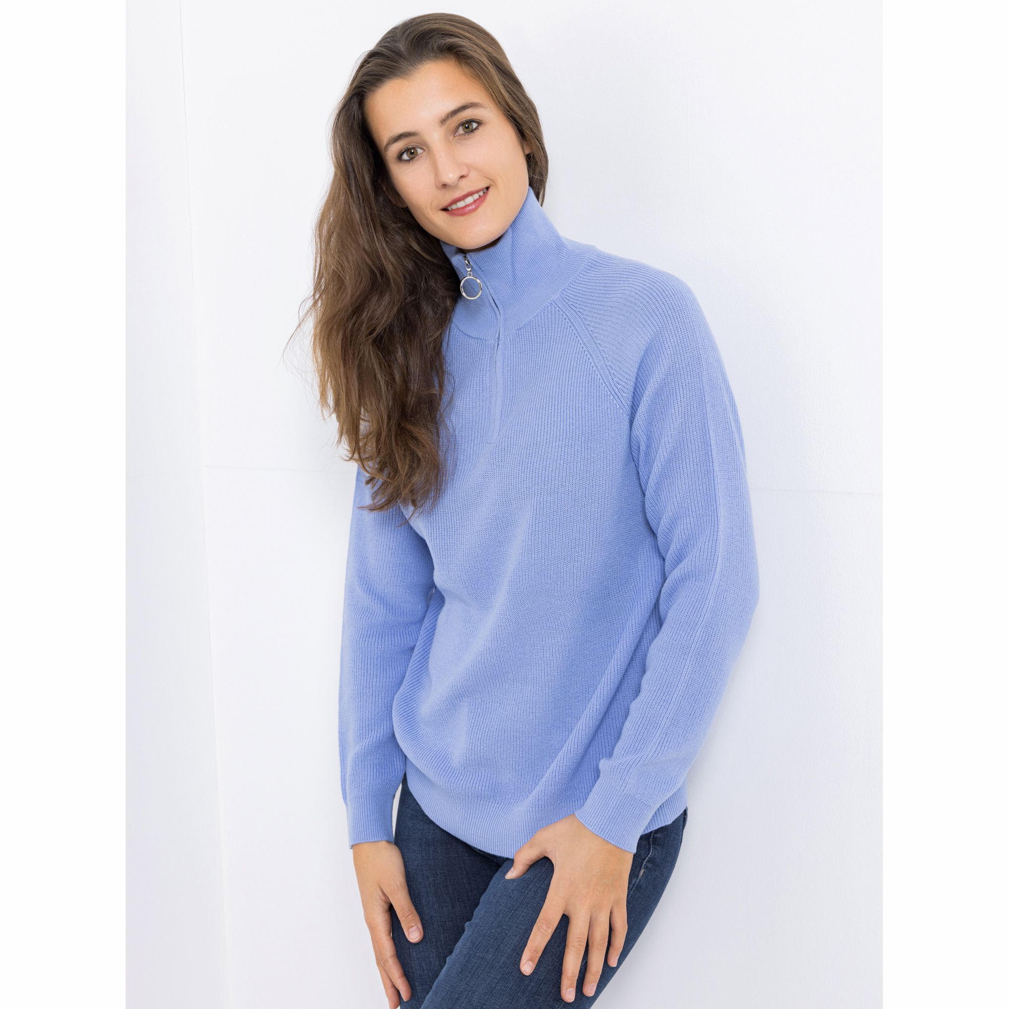 CASHMASOFT Pullover, 1/1-Arm Cashmeregriff Troyerkragen Reißverschluss