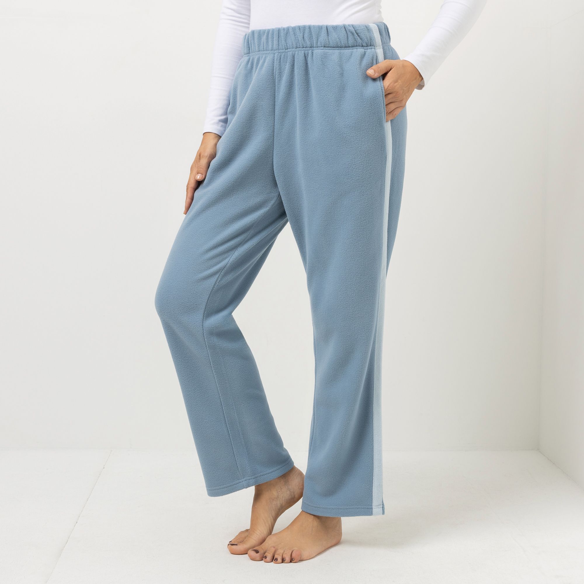 POLARSTERN HOMEWEAR Hose Mikrofaser Fleece Galonstreifen mit Seitentaschen