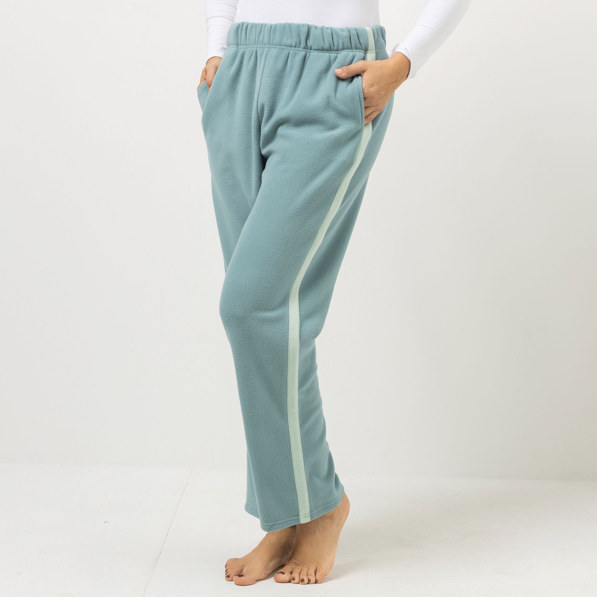 POLARSTERN HOMEWEAR Hose Mikrofaser Fleece Galonstreifen mit Seitentaschen