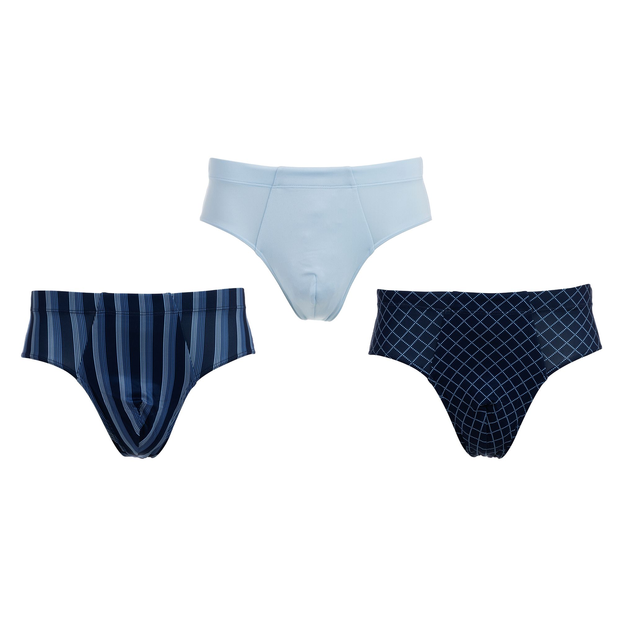 MEN'S TOUCH 3 Slips Mikrofaser Rundumdehnbund 1x uni, 2x bedruckt