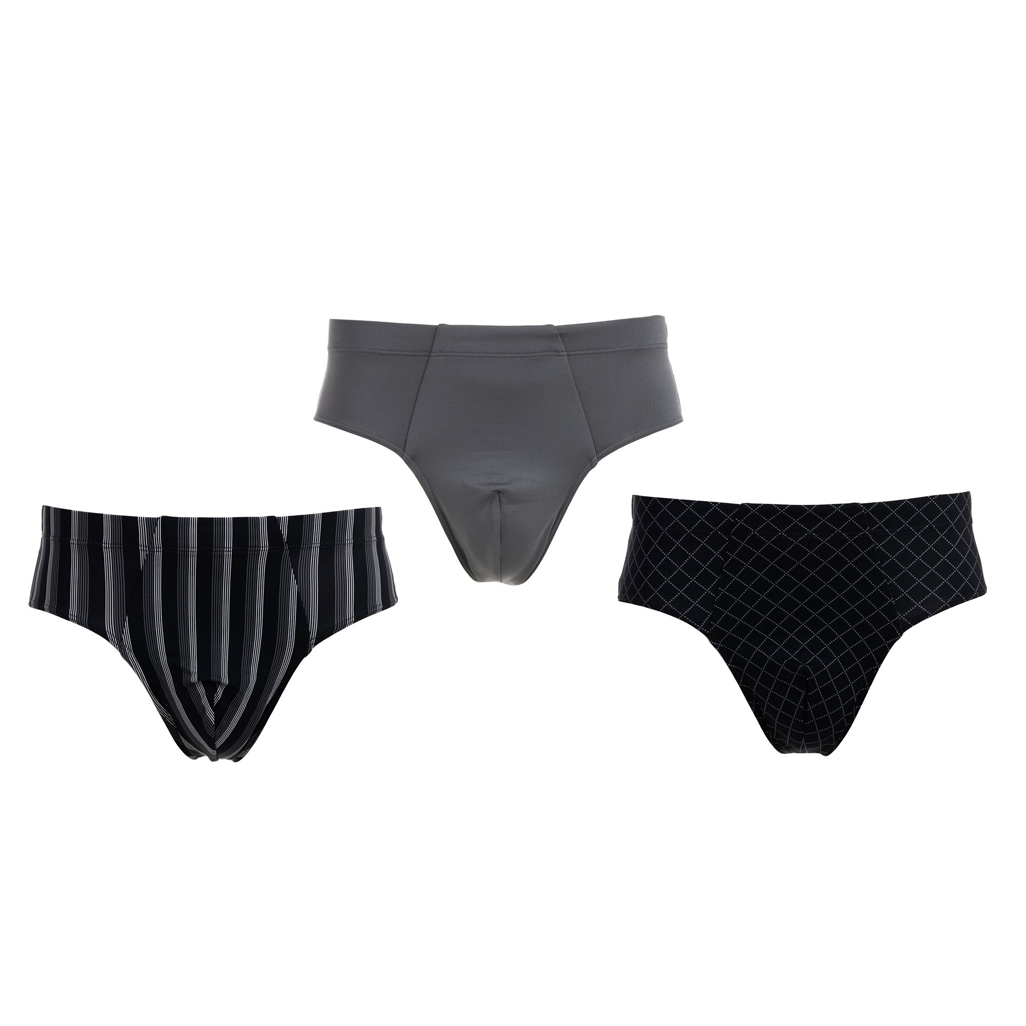 MEN'S TOUCH 3 Slips Mikrofaser Rundumdehnbund 1x uni, 2x bedruckt