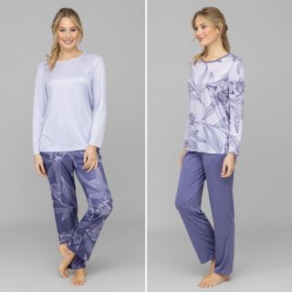 LITTLE ROSE 2 Pyjamas, 1/1-Länge Mikrofaser floraler Druck Flockdruck