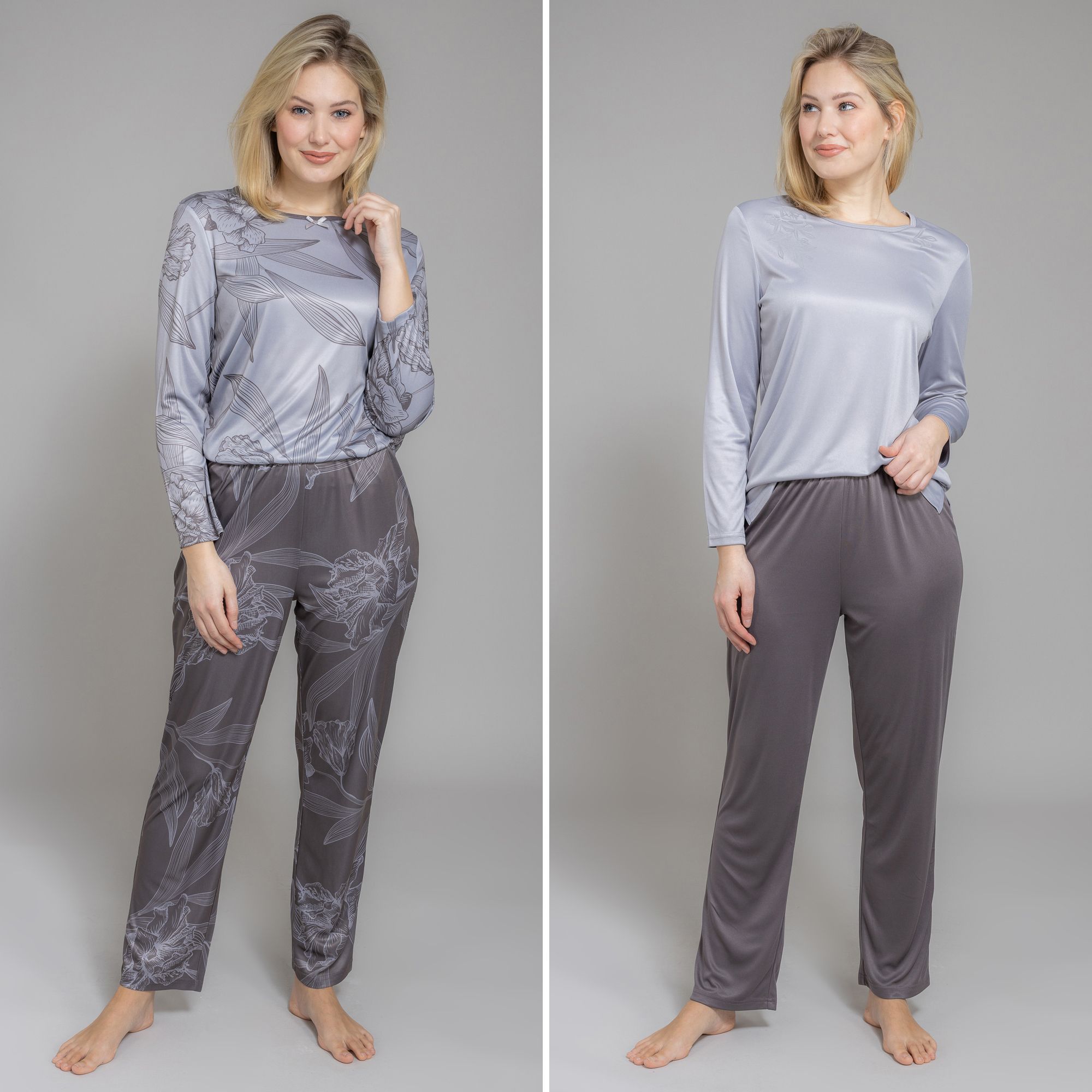 LITTLE ROSE 2 Pyjamas, 1/1-Länge Mikrofaser floraler Druck Flockdruck