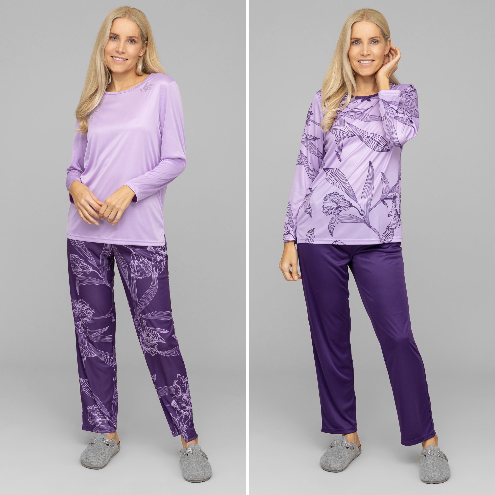 LITTLE ROSE 2 Pyjamas, 1/1-Länge Mikrofaser floraler Druck Flockdruck