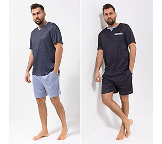 MEN'S TOUCH Pyjama Shirt und Shorty Mikrofaser schmale Form