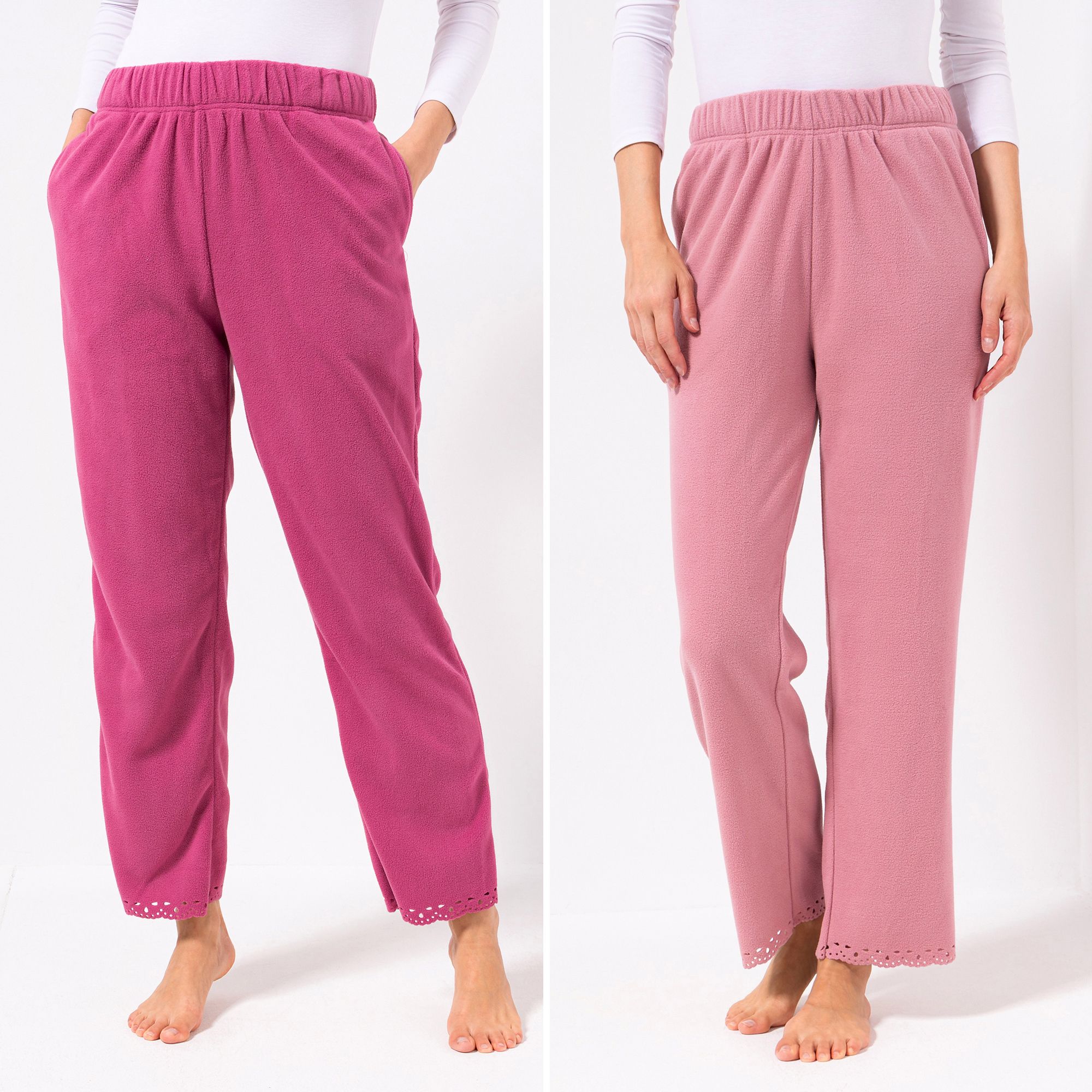 POLARSTERN HOMEWEAR 2 Hosen, 1/1-Länge Mikrofaser Fleece Seitentaschen Cut-Out-Details
