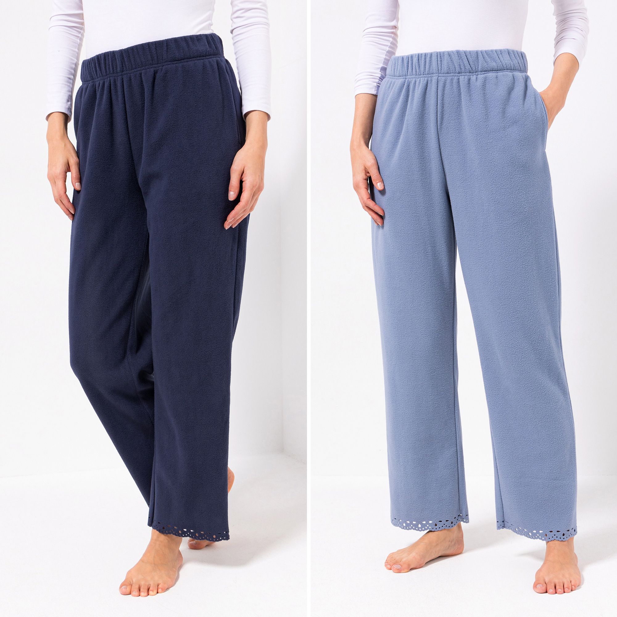 POLARSTERN HOMEWEAR 2 Hosen, 1/1-Länge Mikrofaser Fleece Seitentaschen Cut-Out-Details