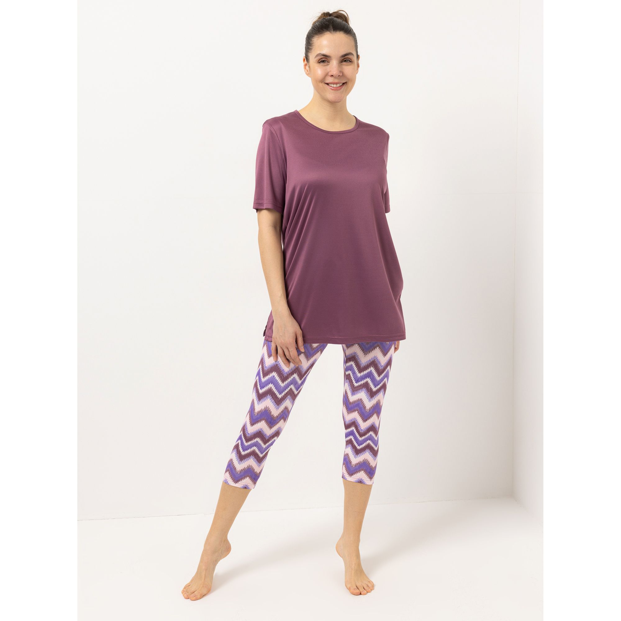 JERYMOOD HOMEWEAR Loungewear-Set Mikrofaser Longshirt, 1/2-Arm Leggings, 7/8-Länge