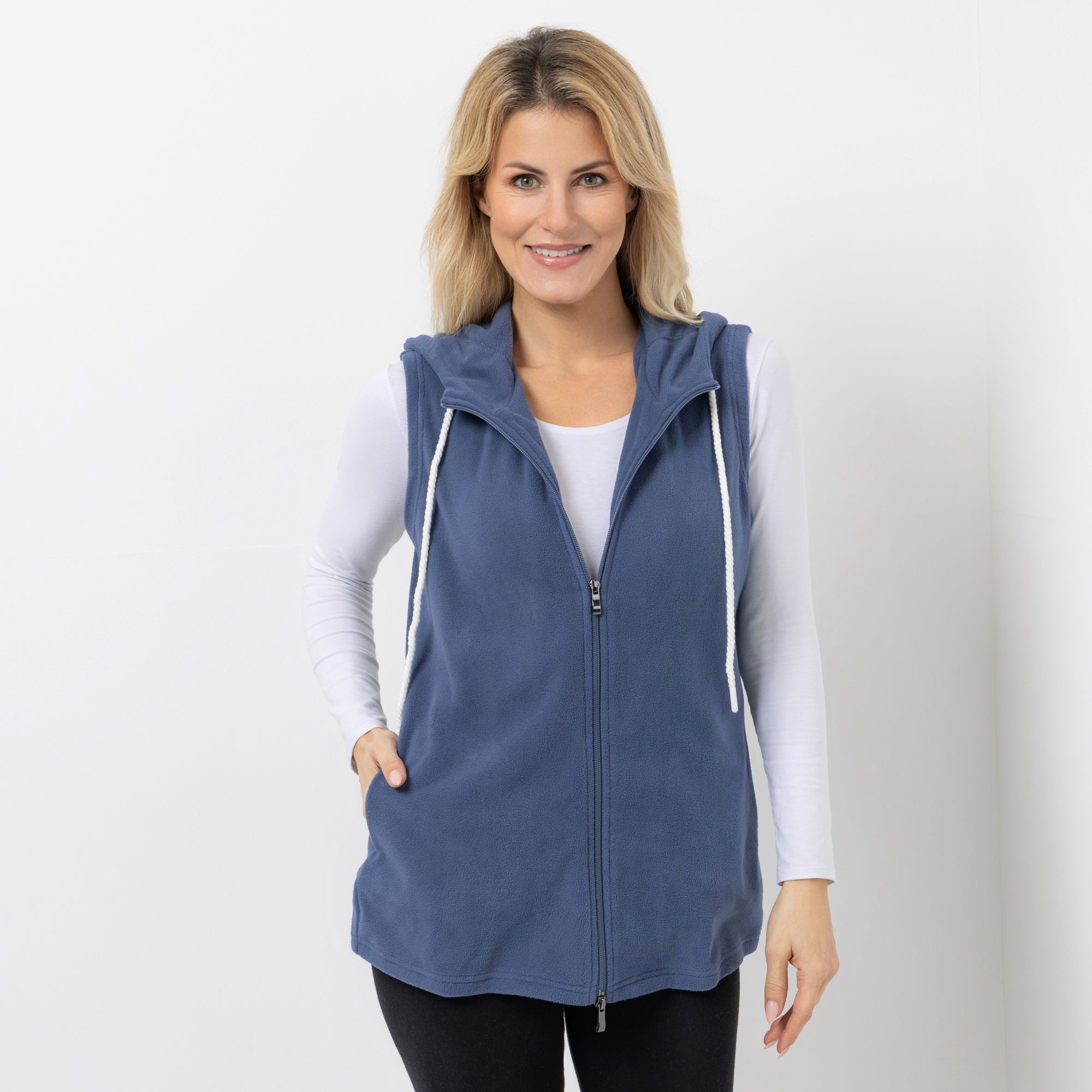 POLARSTERN Weste, ohne Arm Mikrofaser Fleece Kapuze mit Kordelzug