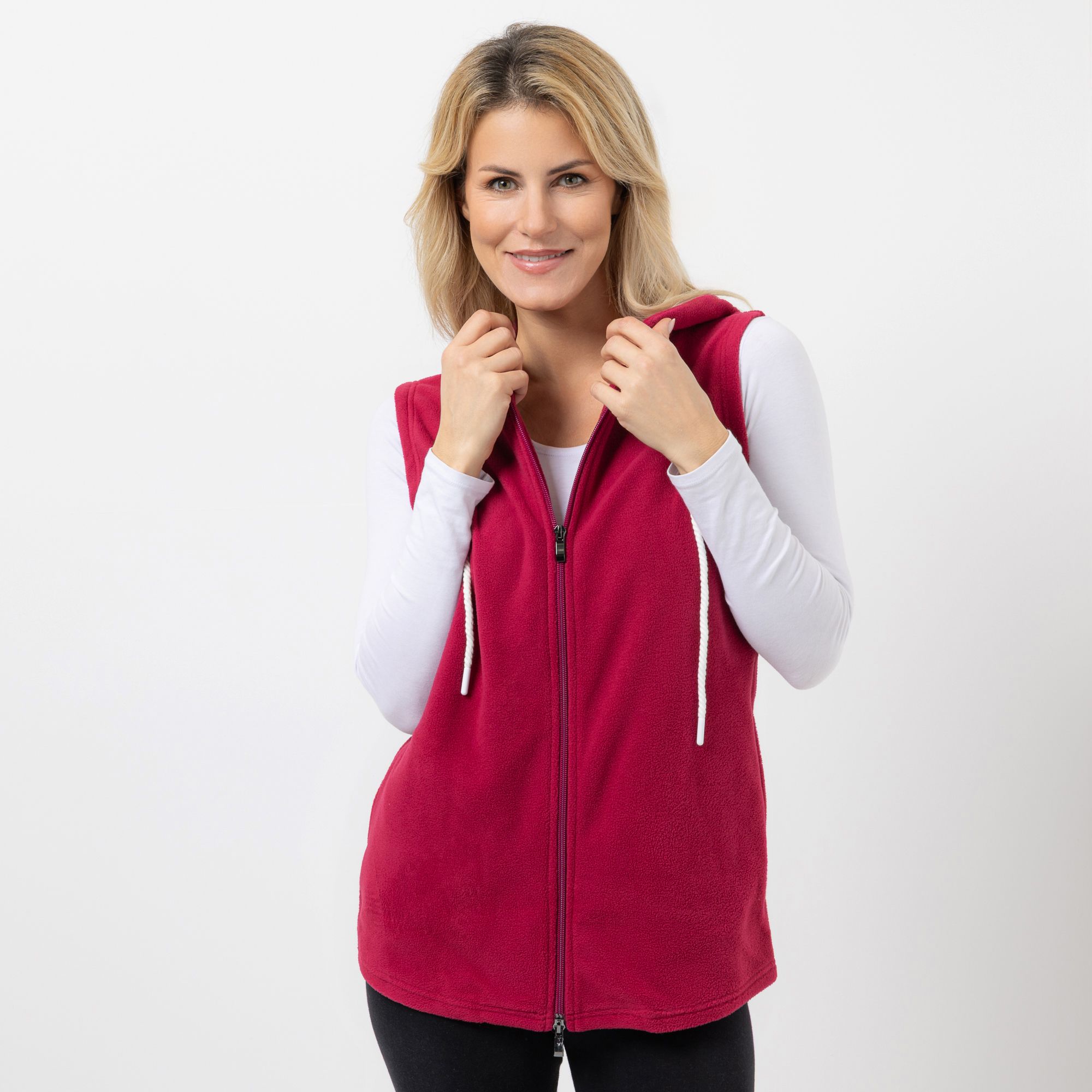 POLARSTERN Weste, ohne Arm Mikrofaser Fleece Kapuze mit Kordelzug