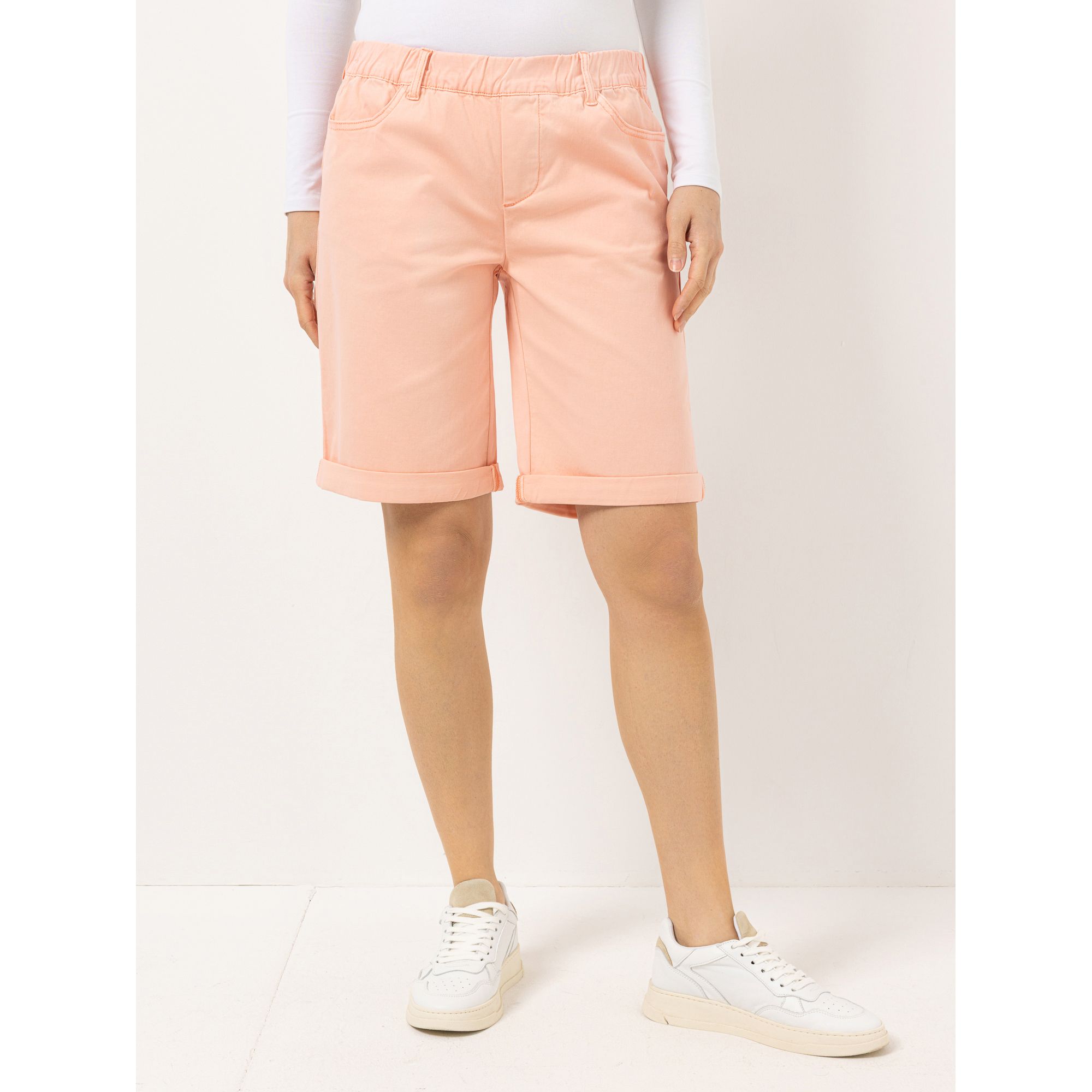 DENIM & CO. Bermuda mit Umschlag Rundumdehnbund Gürtelschlaufen