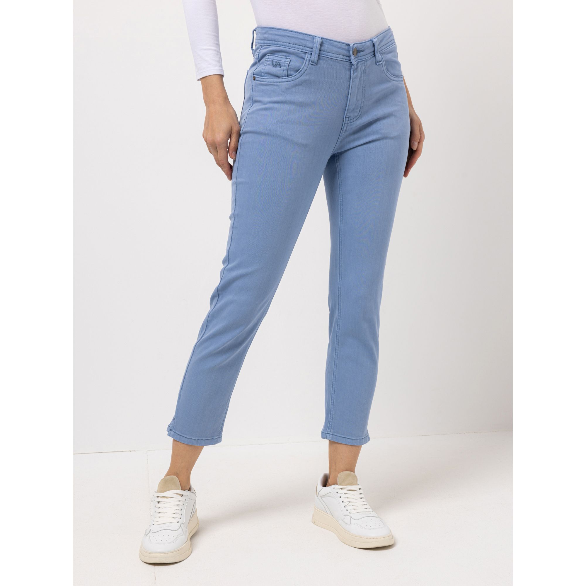 VIA MILANO Jeans, 7/8-Länge 5-Pocket-Style Logo-Stickerei schmales Bein