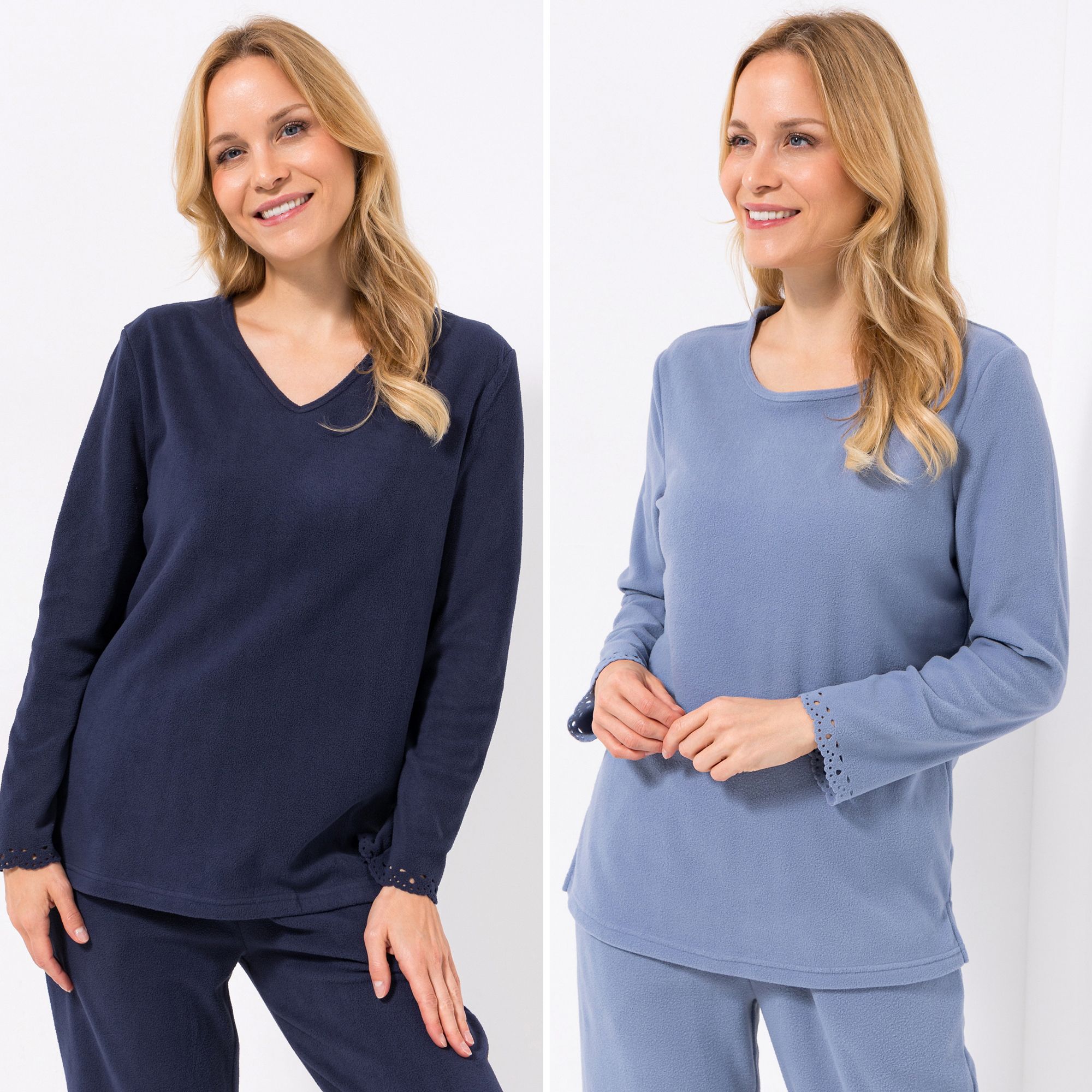 POLARSTERN HOMEWEAR 2 Shirts, 1/1-Arm Mikrofaser Fleece Cut-Out-Details am Ärmel