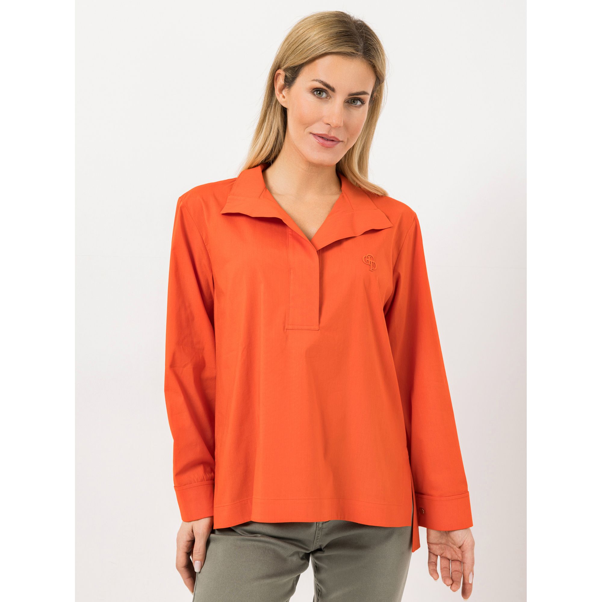 AMINATI® Bluse, 1/1-Arm Zierkragen Seitenschlitze Längenunterschied