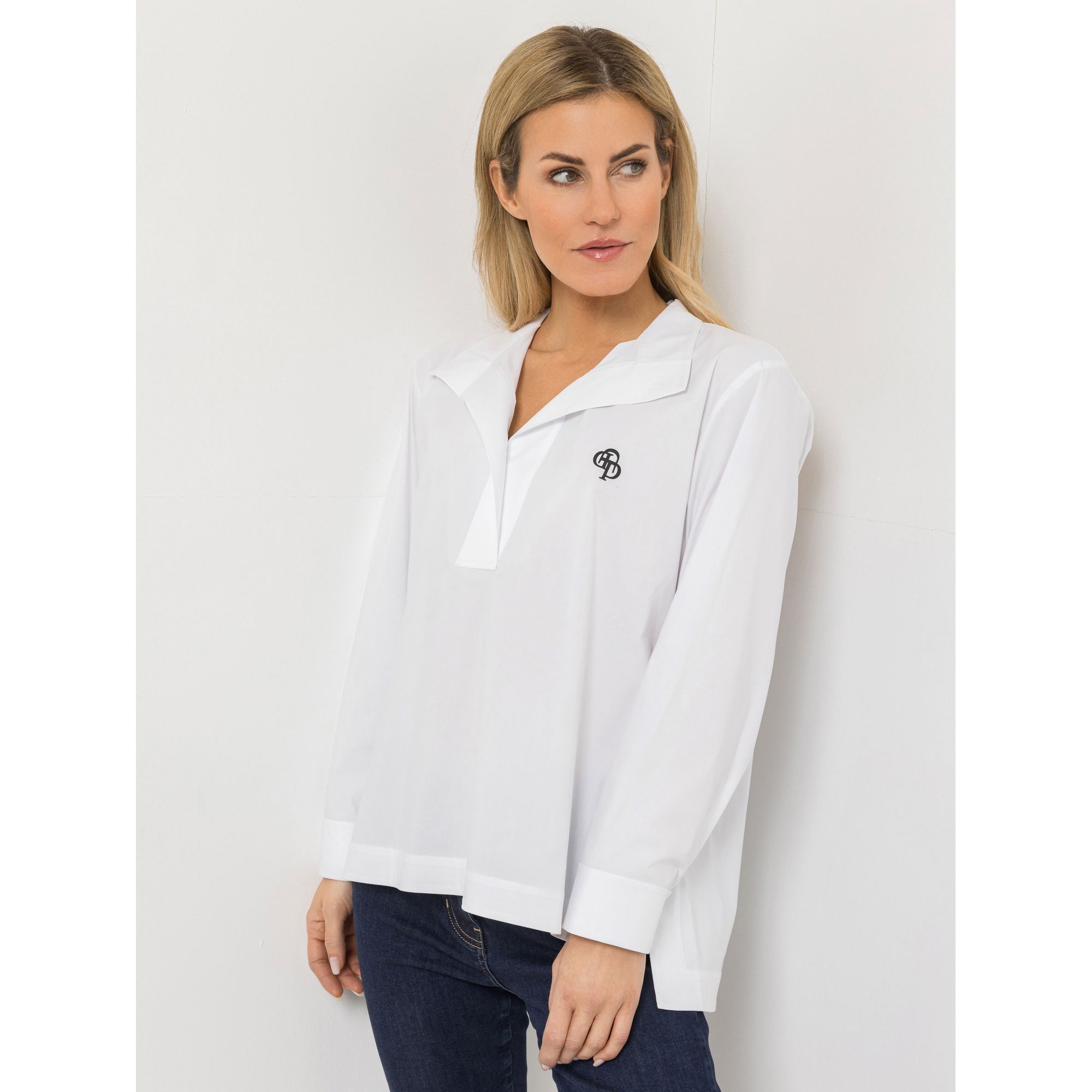 AMINATI® Bluse, 1/1-Arm Zierkragen Seitenschlitze Längenunterschied