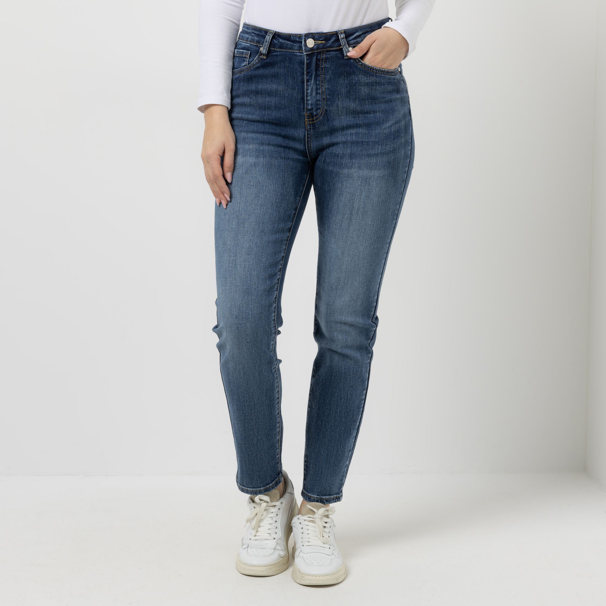 VIA MILANO Jeans, knöchellang 5-Pocket-Style elastisch gerades Bein