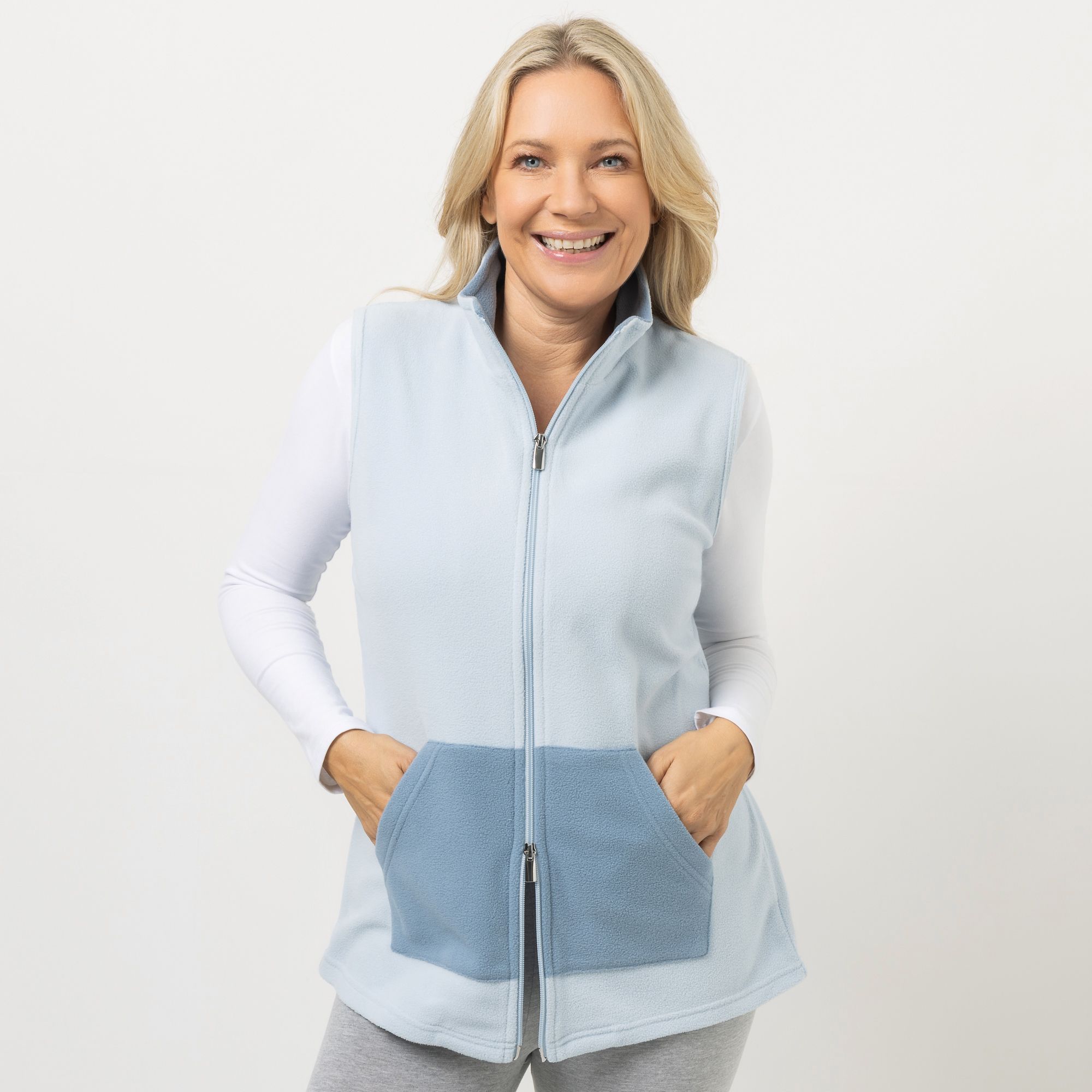 POLARSTERN HOMEWEAR Weste Mikrofaser Fleece Kängurutasche uni