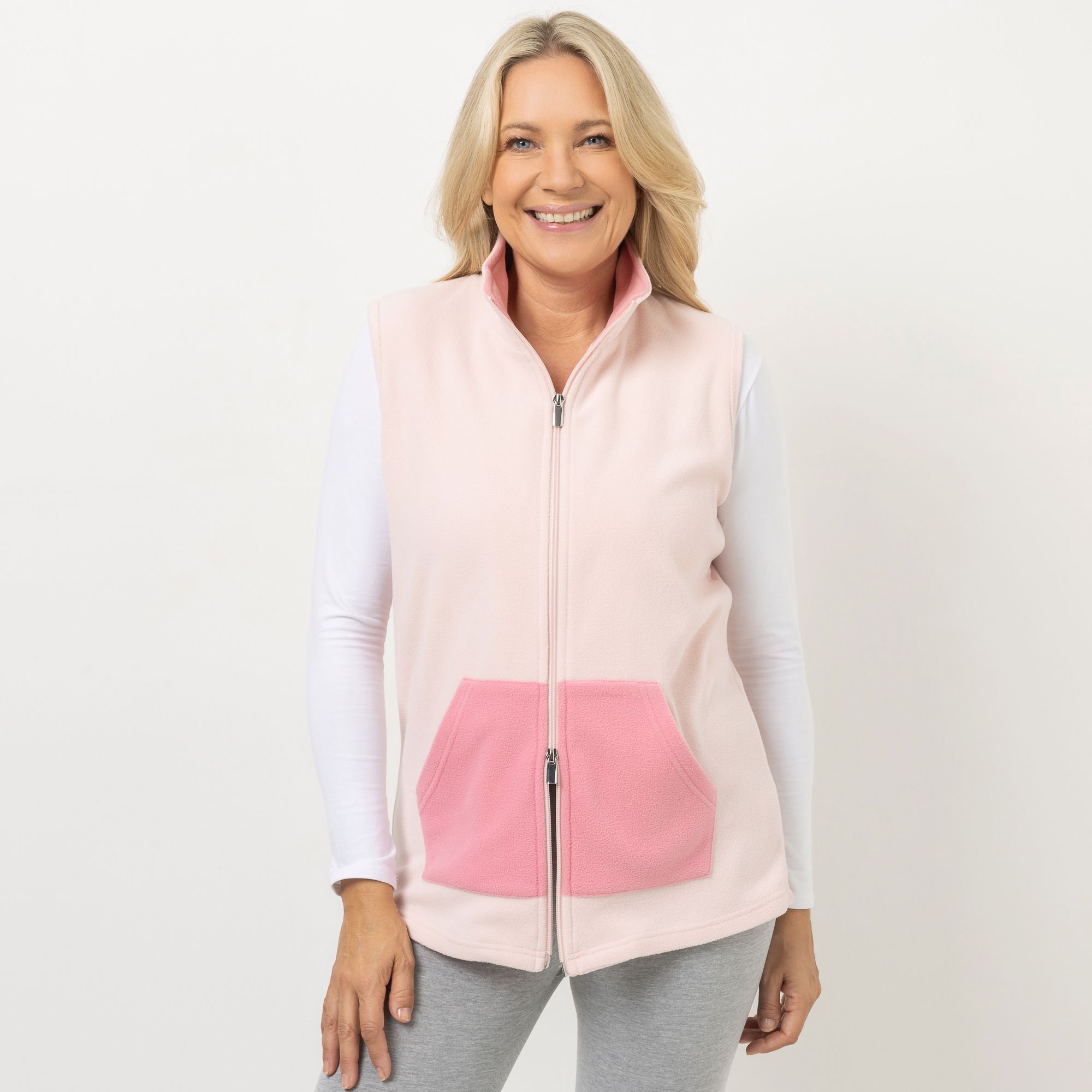 POLARSTERN HOMEWEAR Weste Mikrofaser Fleece Kängurutasche uni