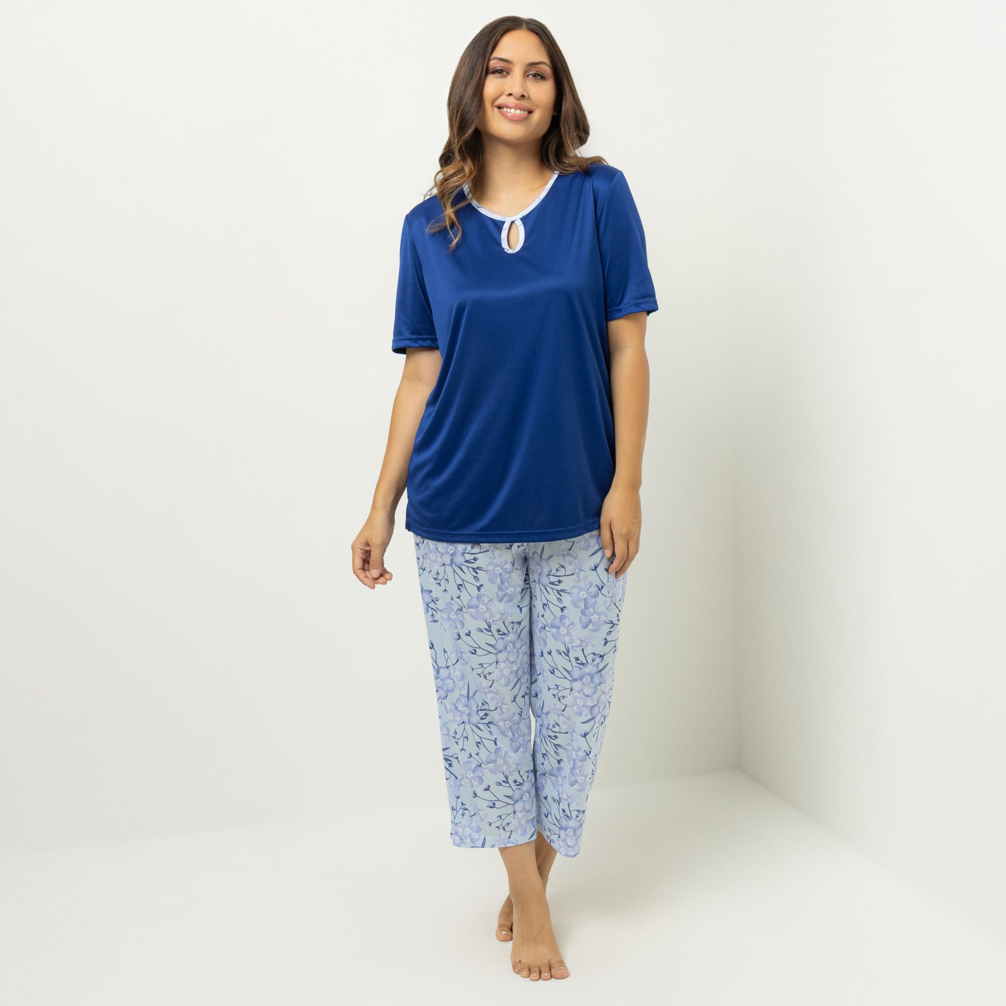 LITTLE ROSE Pyjama Mikrofaser Shirt, 1/2-Arm Hose, 7/8-Länge