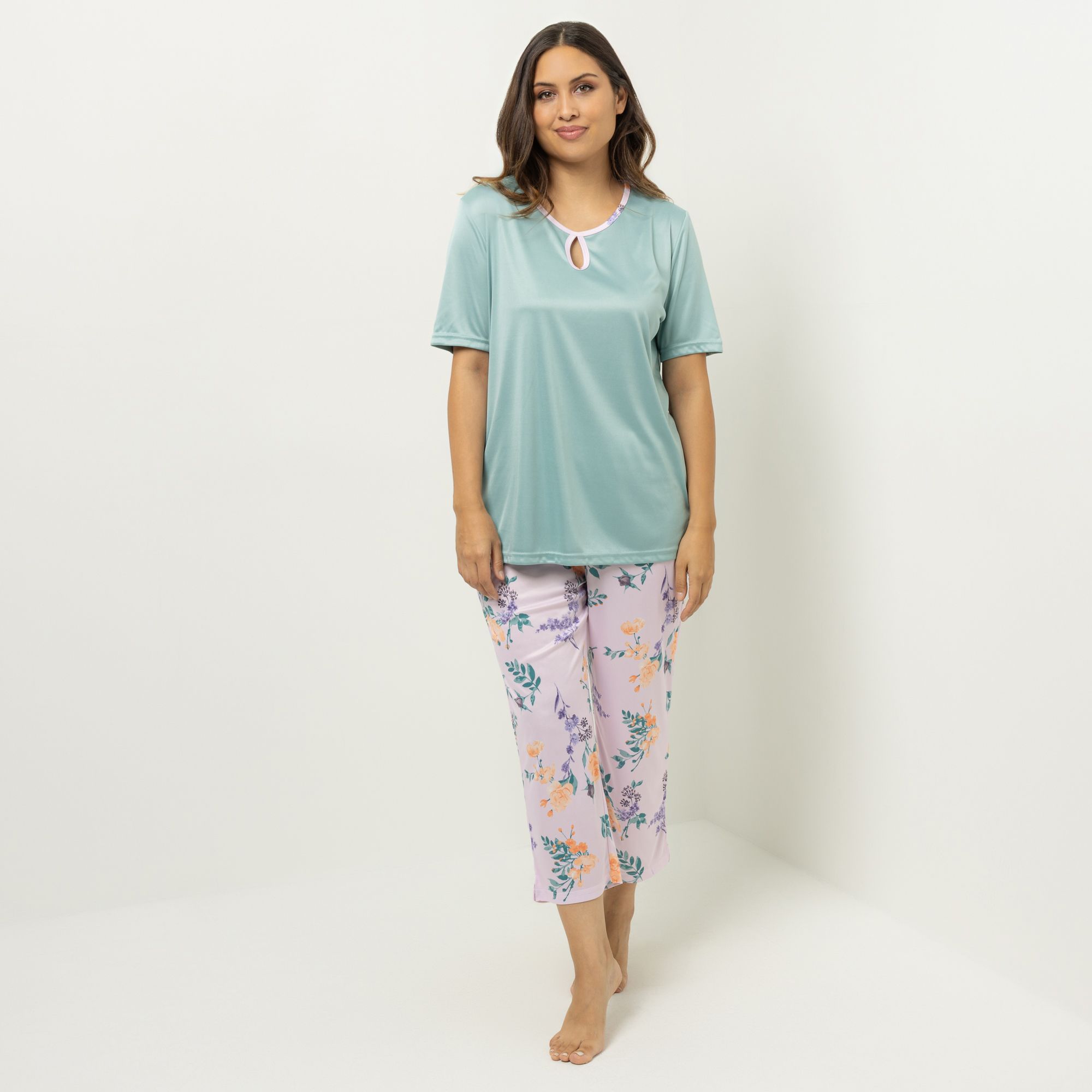 LITTLE ROSE Pyjama Mikrofaser Shirt, 1/2-Arm Hose, 7/8-Länge