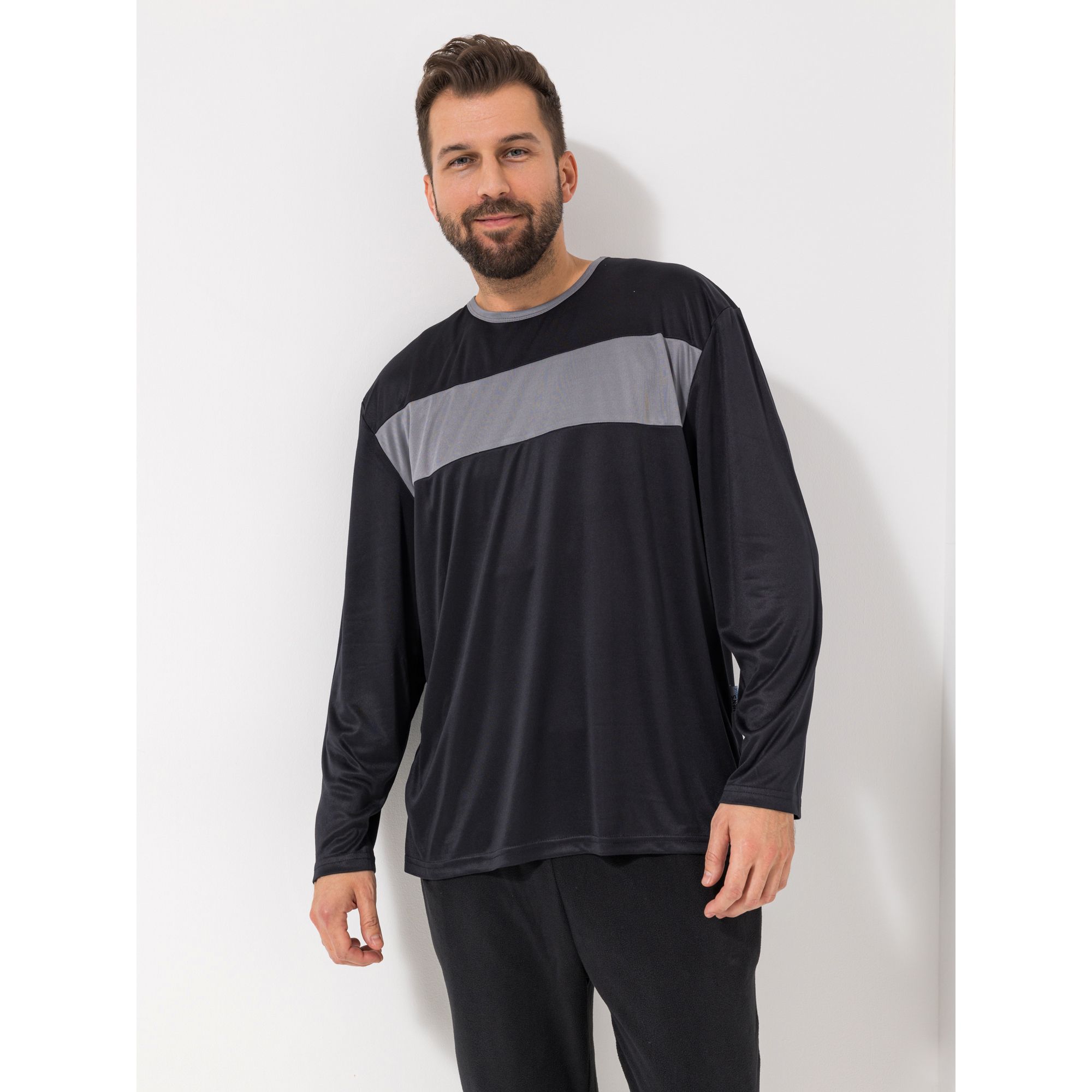 MEN'S TOUCH Shirt Mikrofaser 1/1-Arm Rundhalsausschnitt