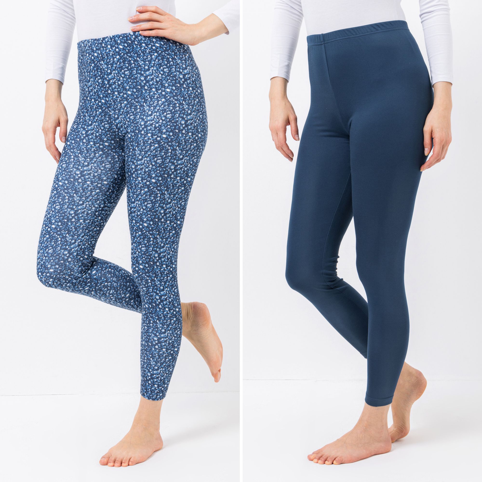 JERYMOOD HOMEWEAR 2 Leggings, 1/1-Länge Mikrofaser Knopfdetails Rundumdehnbund