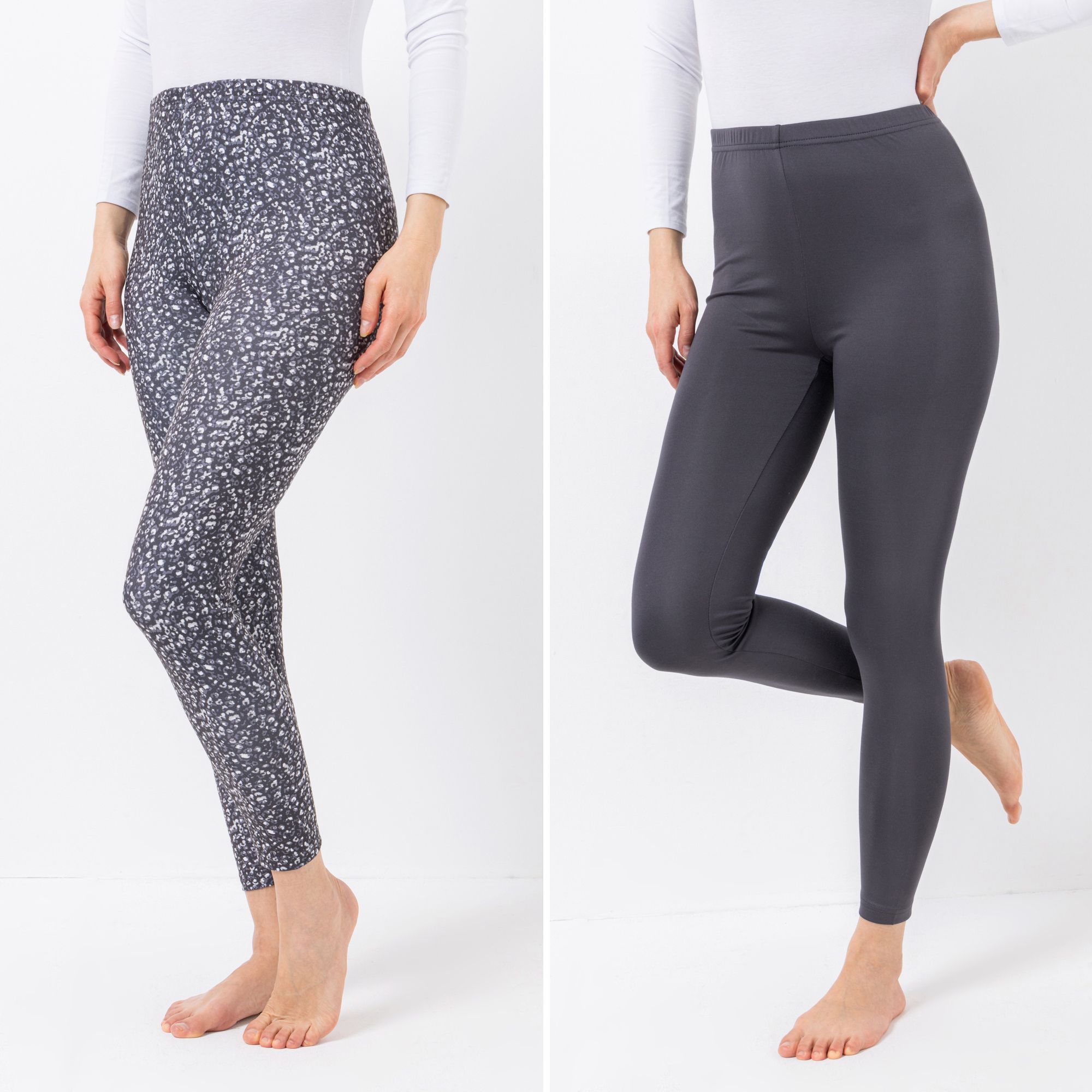 JERYMOOD HOMEWEAR 2 Leggings, 1/1-Länge Mikrofaser Knopfdetails Rundumdehnbund