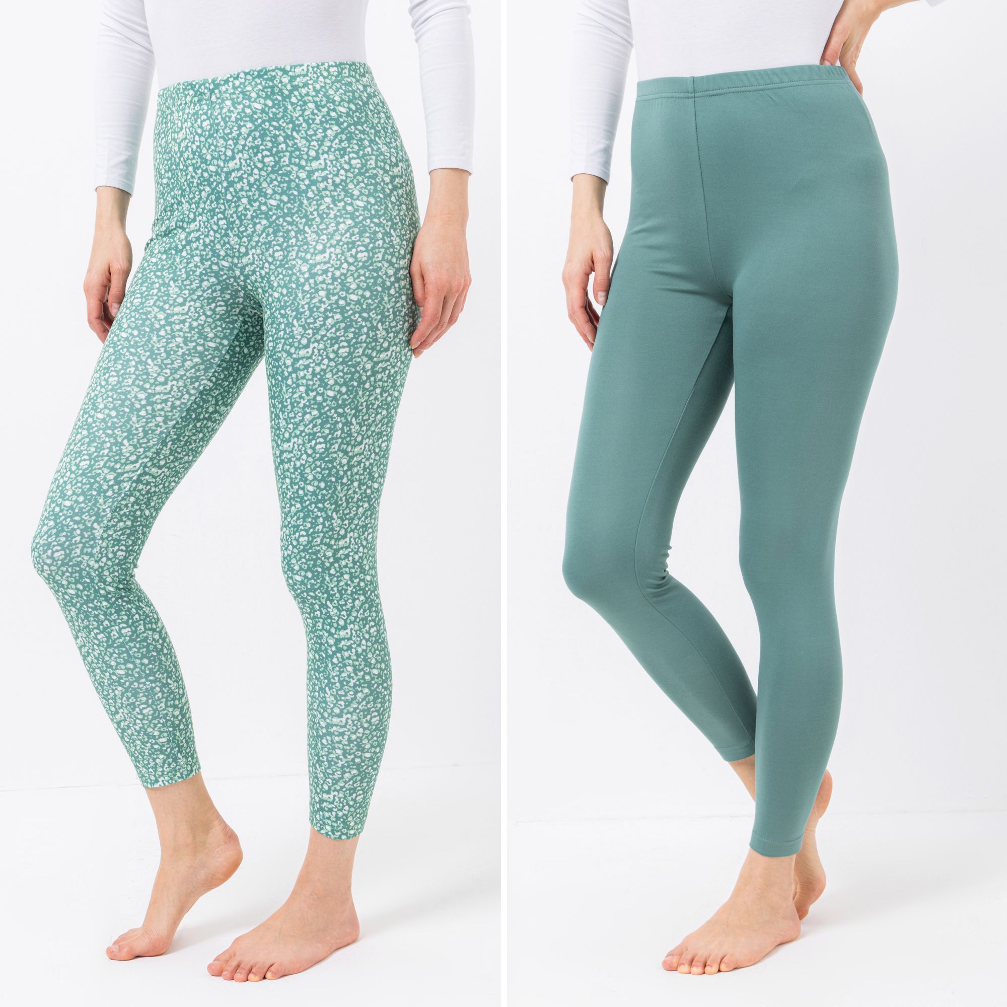 JERYMOOD HOMEWEAR 2 Leggings, 1/1-Länge Mikrofaser Knopfdetails Rundumdehnbund