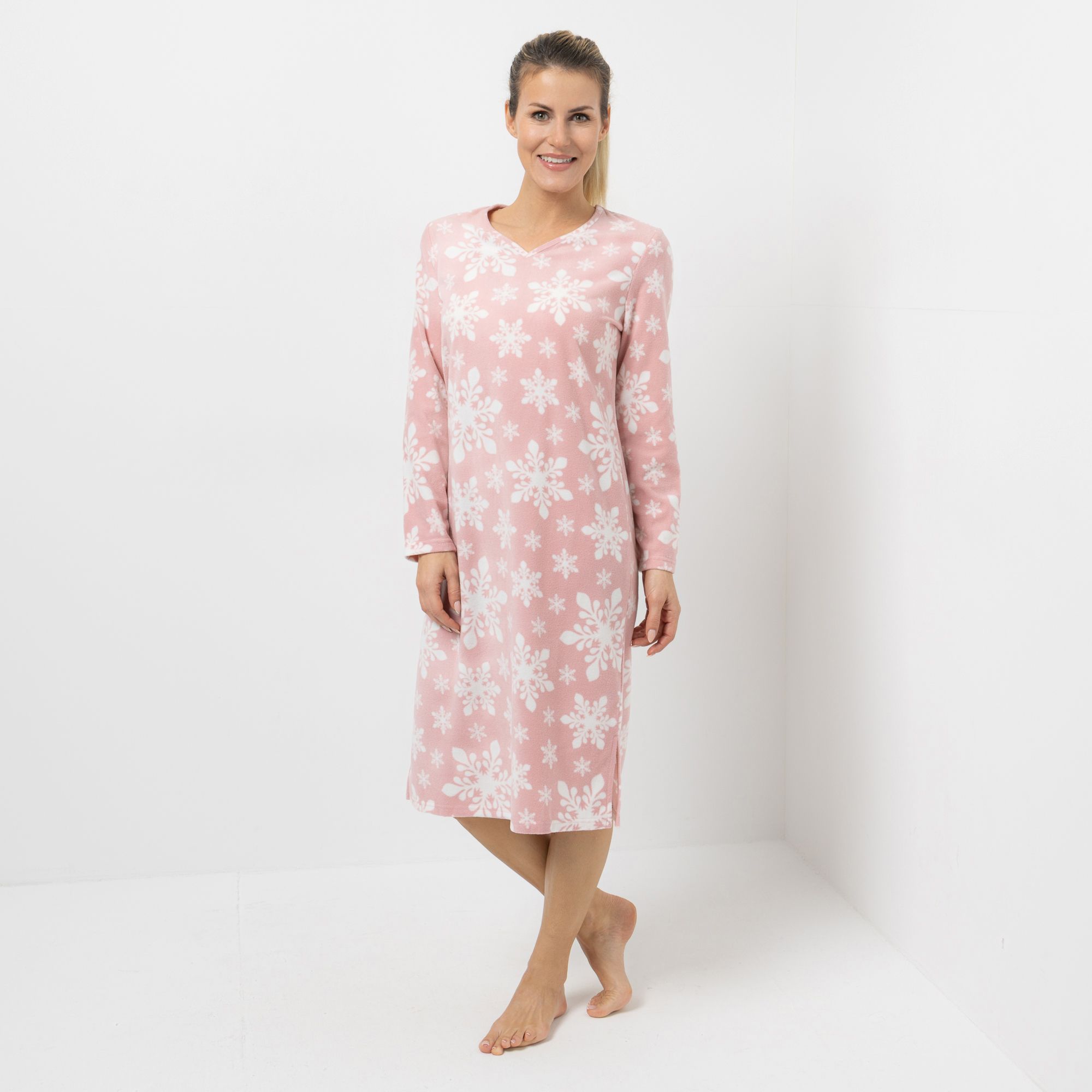 POLARSTERN Nachthemd Mikrofaser Fleece bedruckt Länge von ca. 110 cm