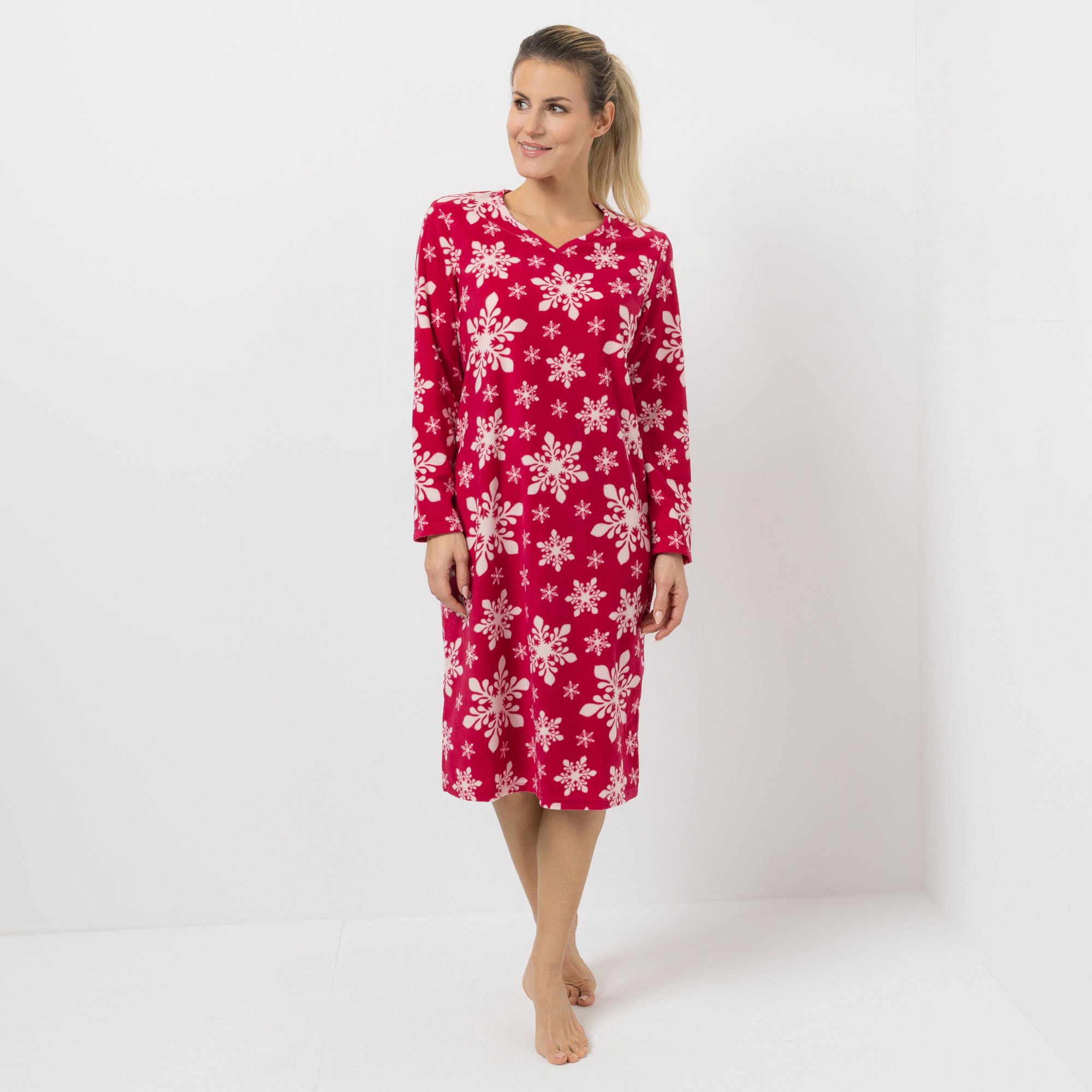 POLARSTERN Nachthemd Mikrofaser Fleece bedruckt Länge von ca. 110 cm