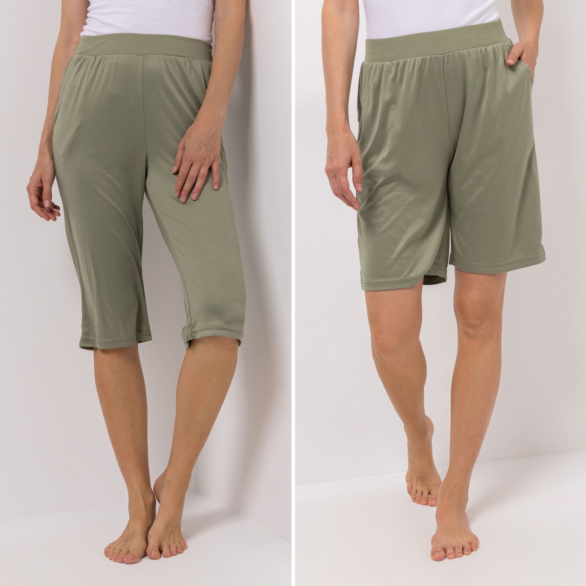 JERYMOOD HOMEWEAR 2 Hosen Capri und Bermuda Rundumdehnbund Eingrifftaschen