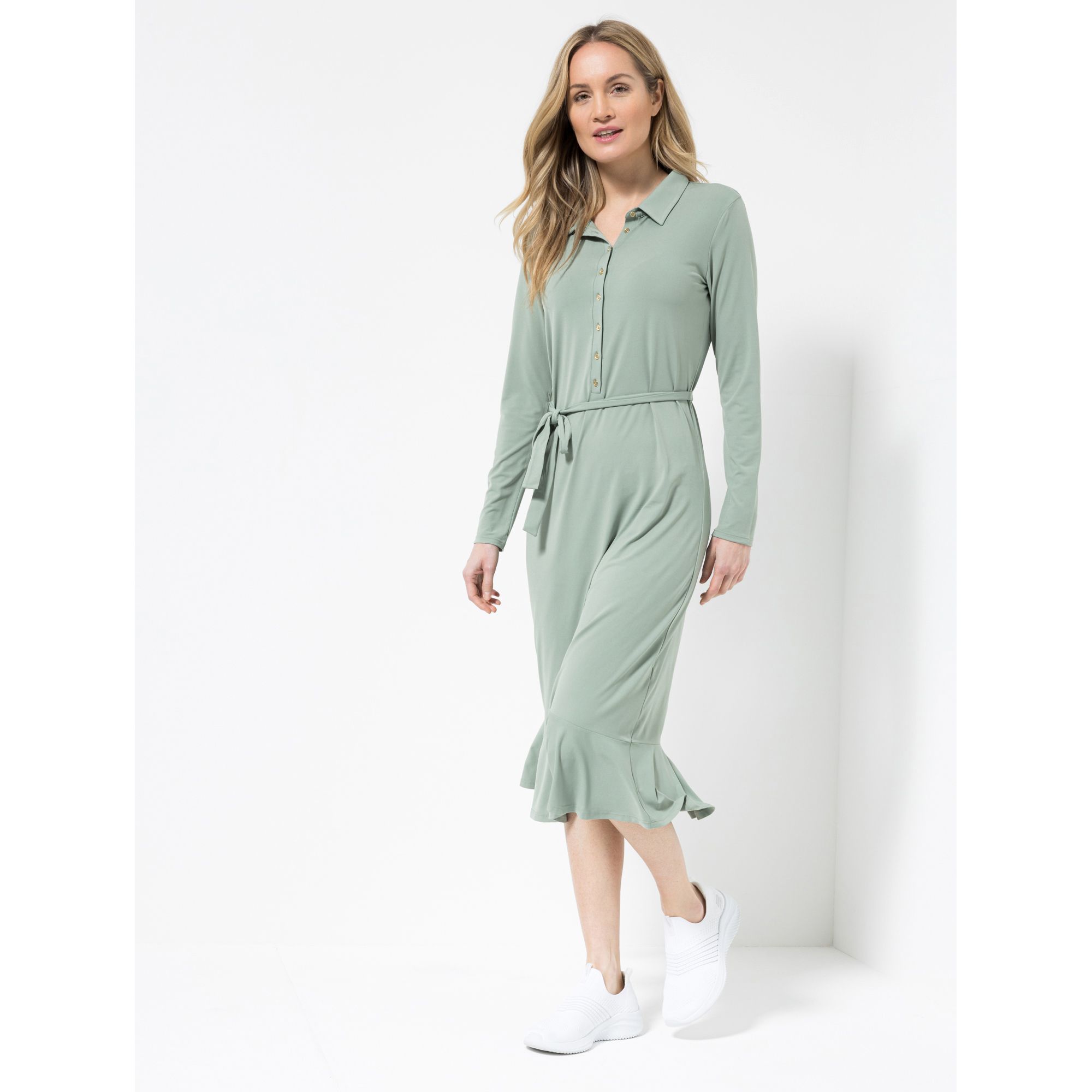 VIA MILANO Kleid, 1/1-Arm halbe Knopfleiste wadenumspielend figurumspielend