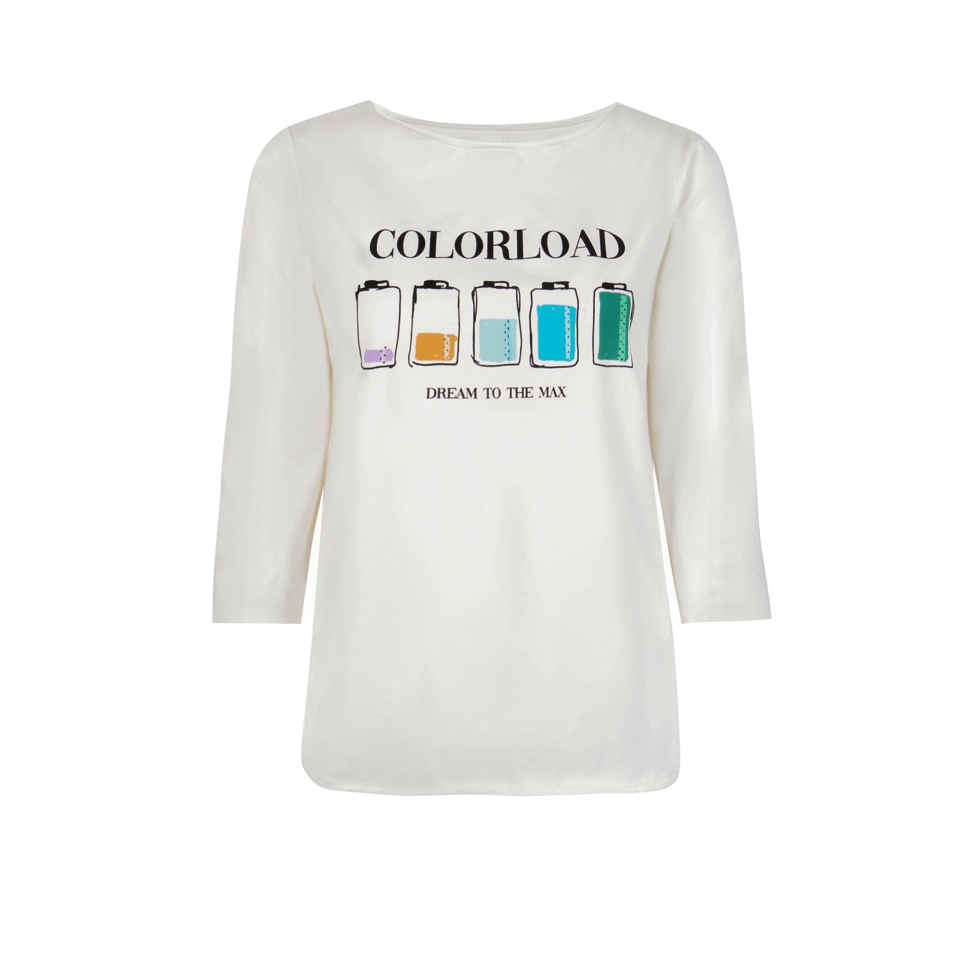 LIEBLINGSSTÜCK® Shirt, 3/4-Arm U-Boot Ausschnitt platzierter Druck Strasssteine