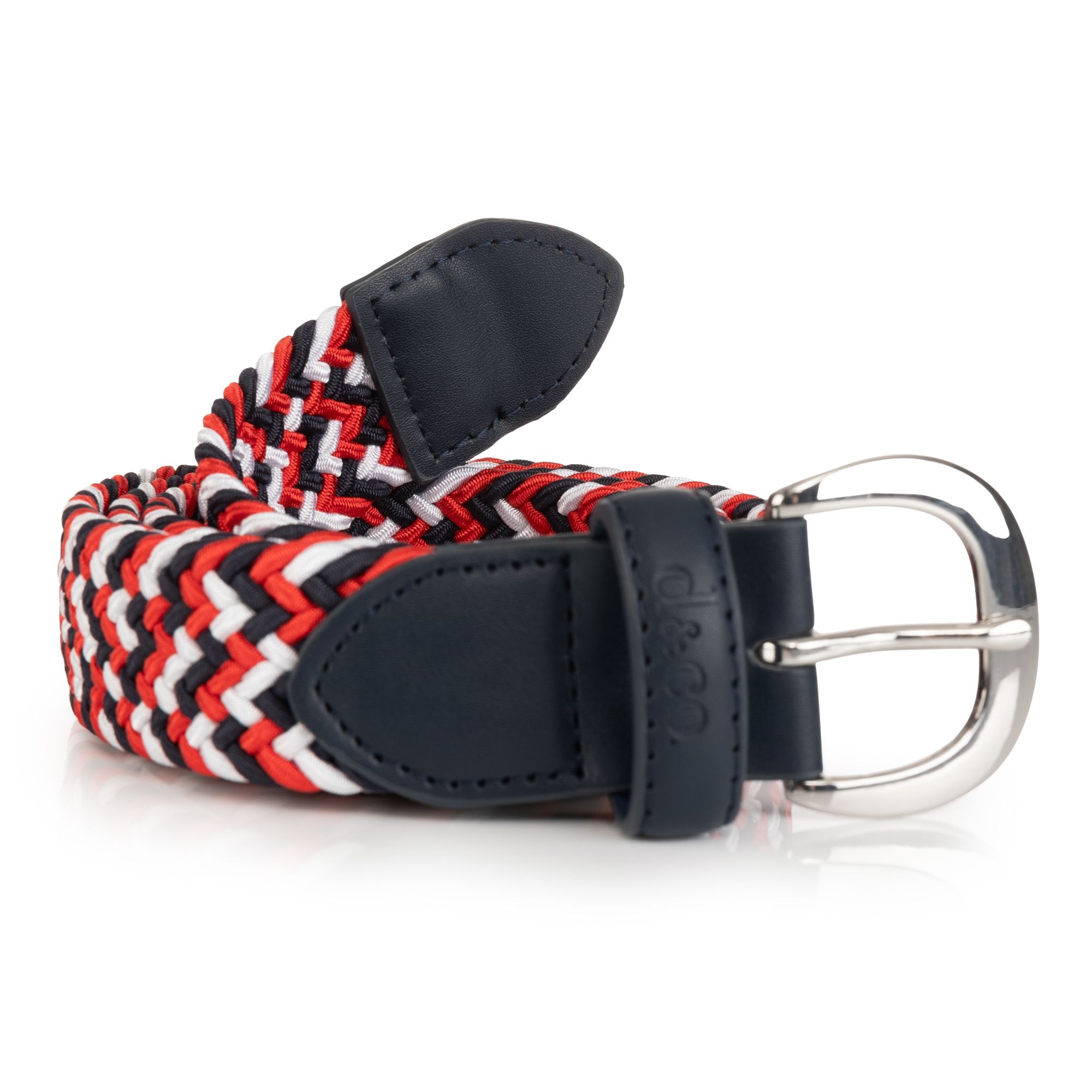 DENIM & CO. Elastik-Flechtgürtel Dornschließe Schlaufe mit Logo 3-farbig