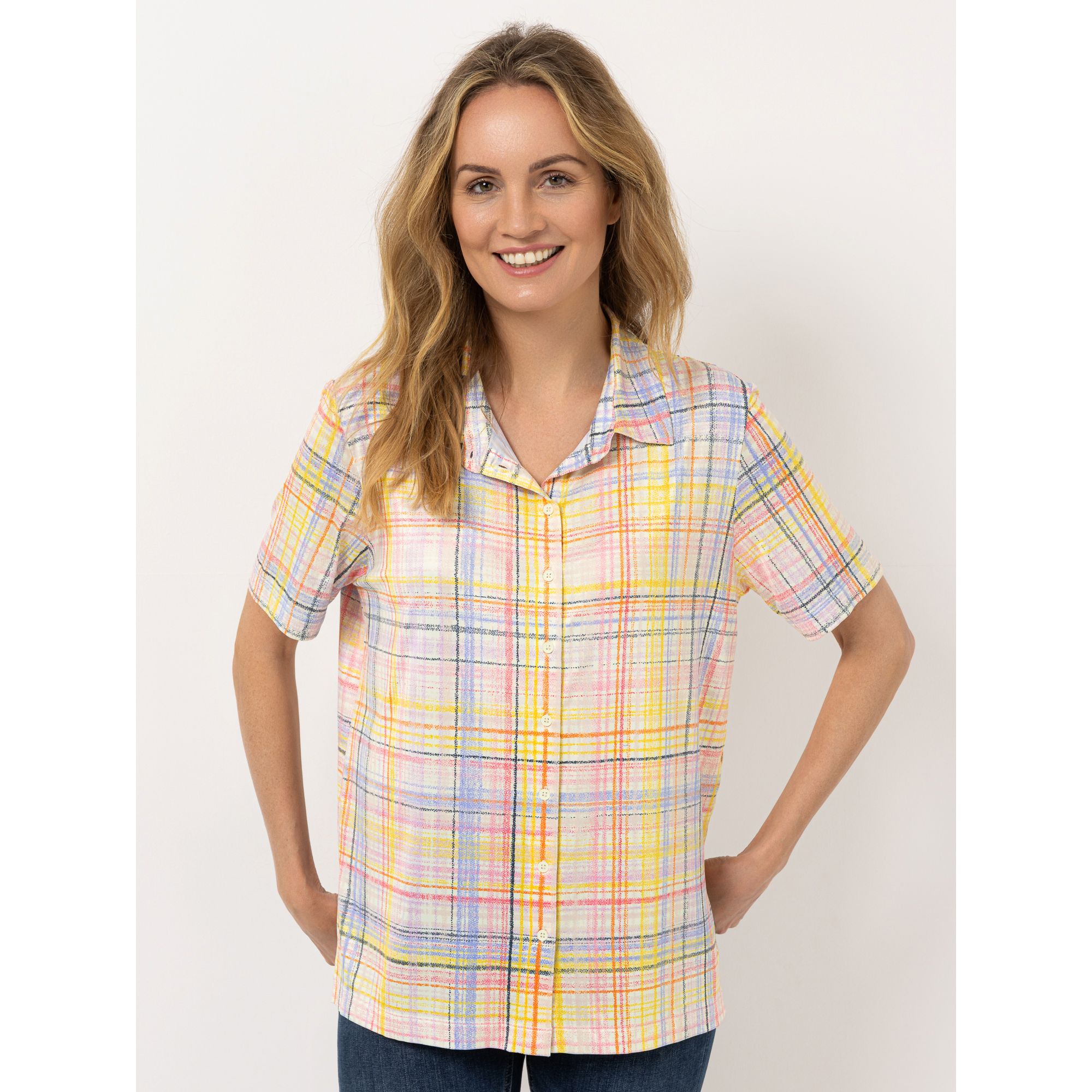 IN-PRINT Bluse, 1/2-Arm Standard Kragen Seitenschlitze Allover-Druck