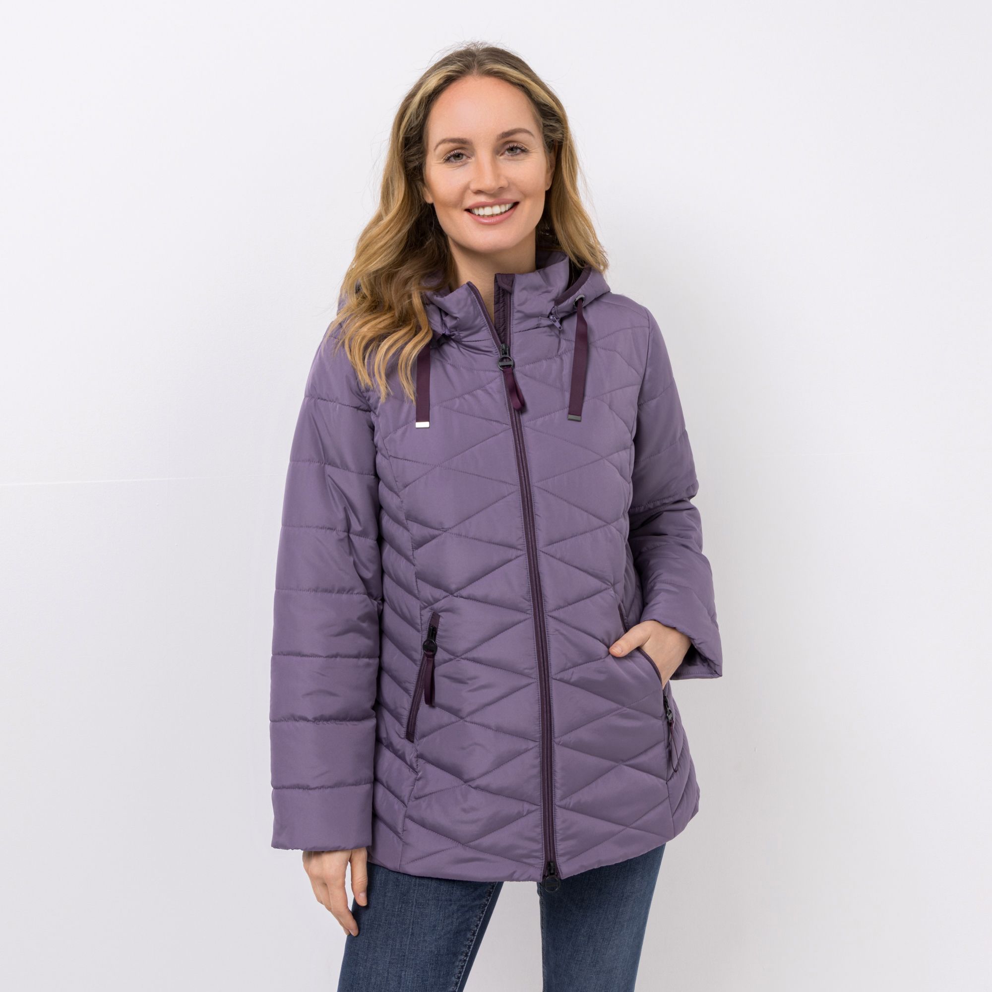 CENTIGRADE Steppjacke mit Stehkragen abnehmbare Kapuze 2-Wege-Reißverschluss