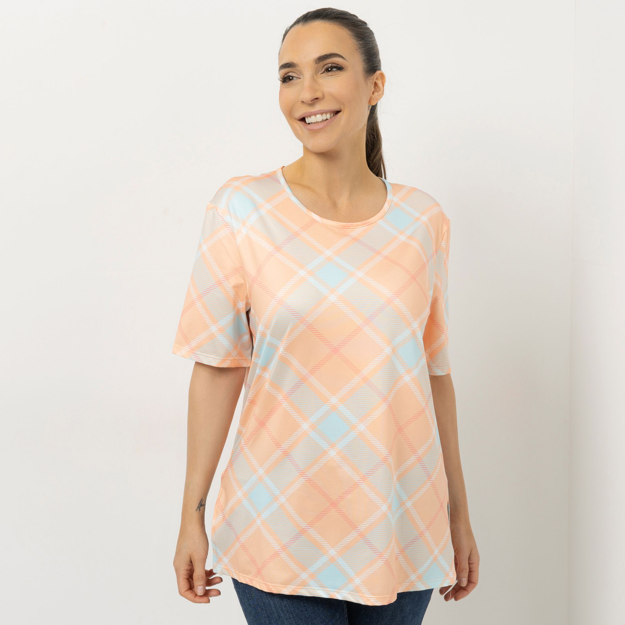 IN-PRINT Shirt, 1/2-Arm Rundhalsausschnitt Seitenschlitze
