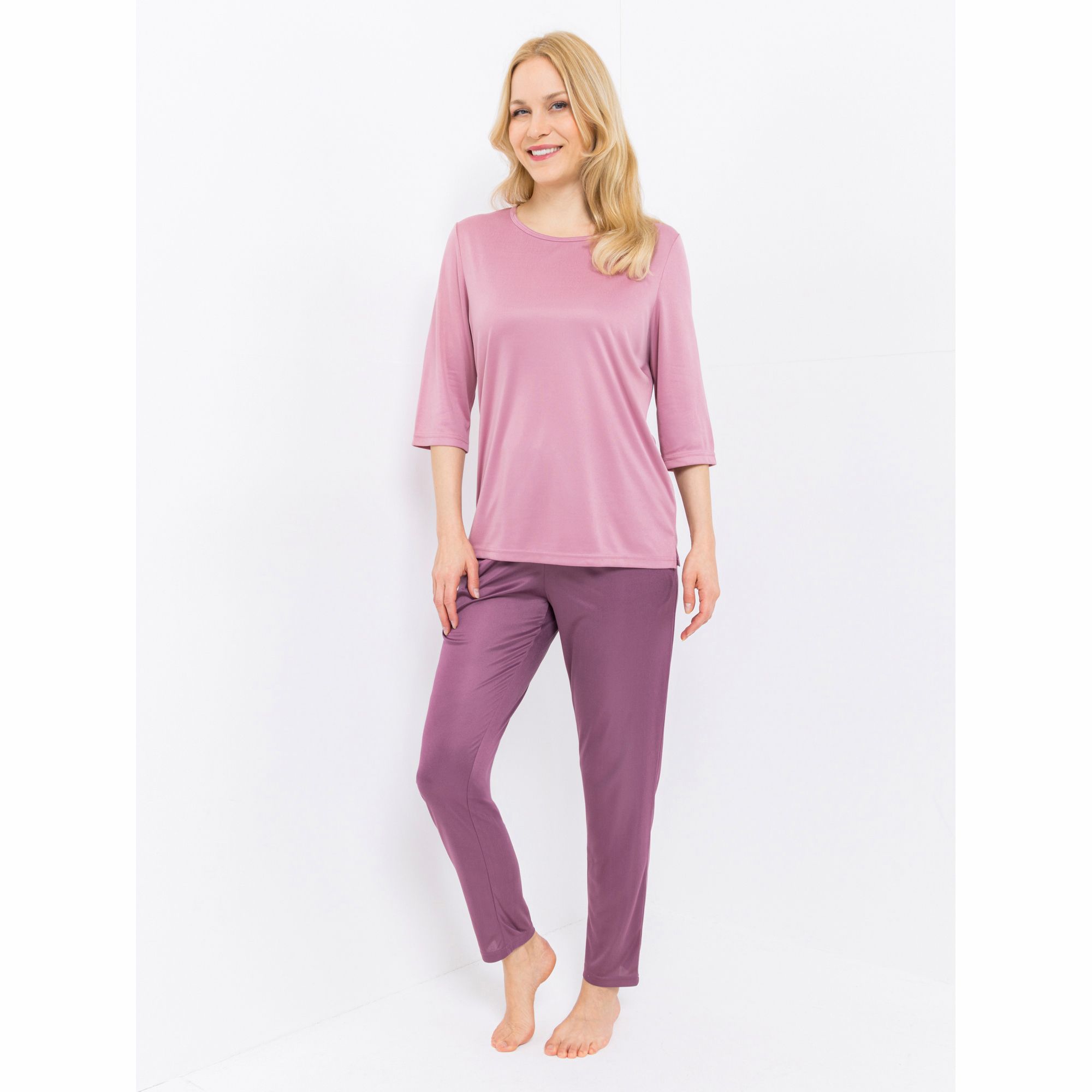 JERYMOOD HOMEWEAR Loungewear-Anzug Mikrofaser Shirt, 3/4-Arm Hose, 1/1-Länge