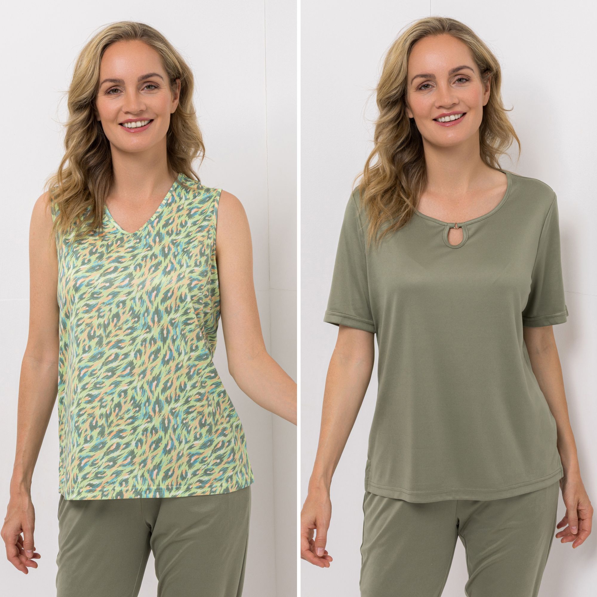 JERYMOOD HOMEWEAR Shirt und Top 1/2-Arm & ohne Arm Schlüssellochdetail Top mit V-Ausschnitt