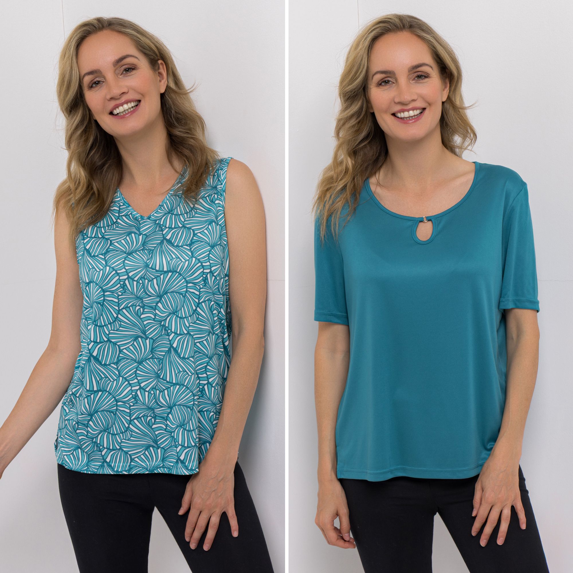 JERYMOOD HOMEWEAR Shirt und Top 1/2-Arm & ohne Arm Schlüssellochdetail Top mit V-Ausschnitt