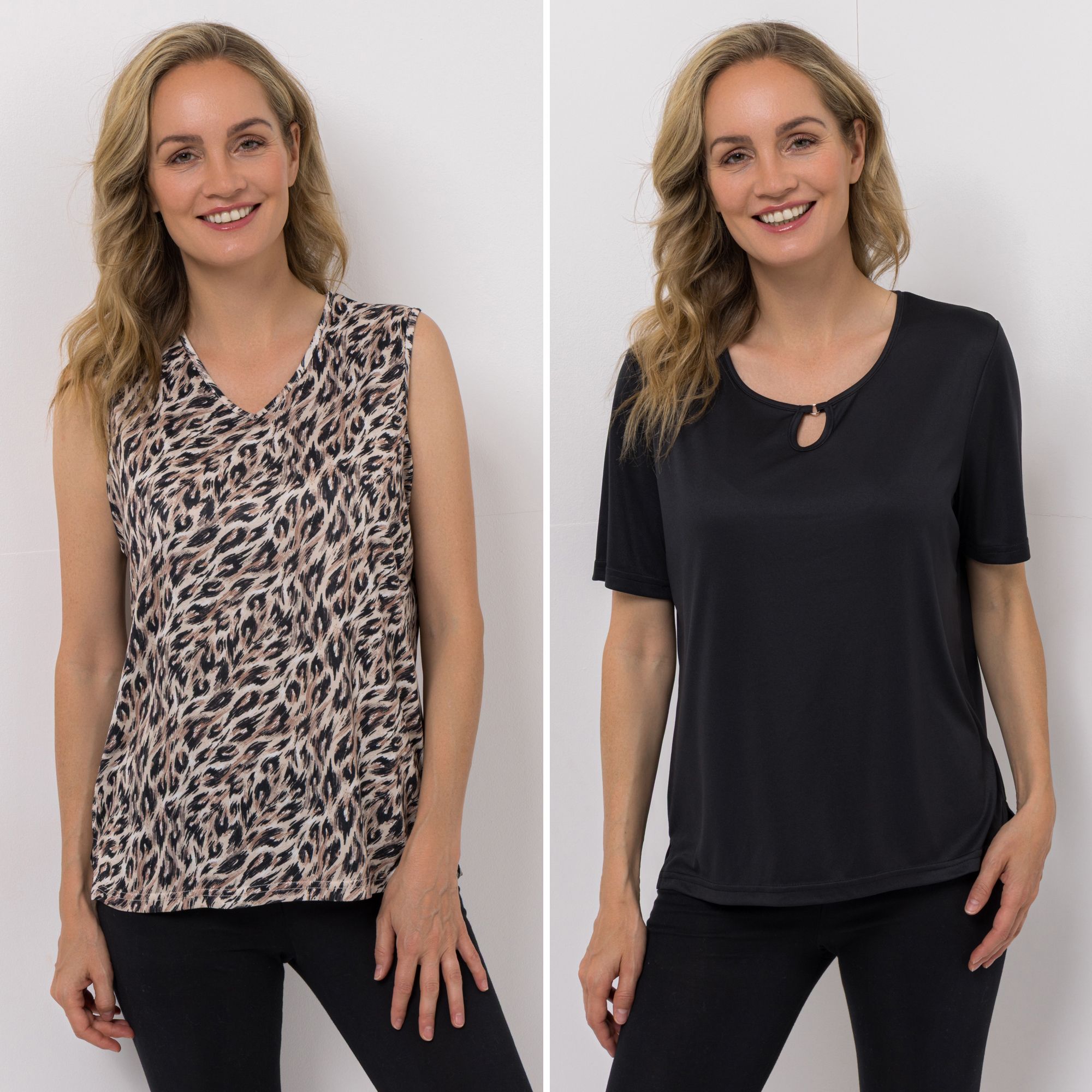 JERYMOOD HOMEWEAR Shirt und Top 1/2-Arm & ohne Arm Schlüssellochdetail Top mit V-Ausschnitt