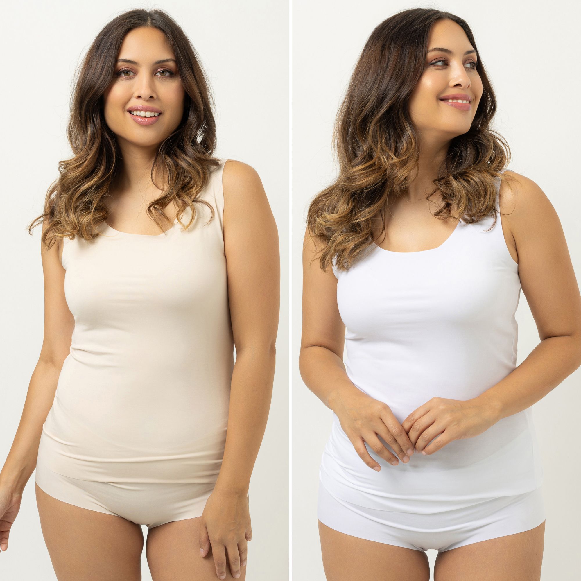 LITTLE ROSE 2 Tops Mikrofaser 2x uni figurbetont eng