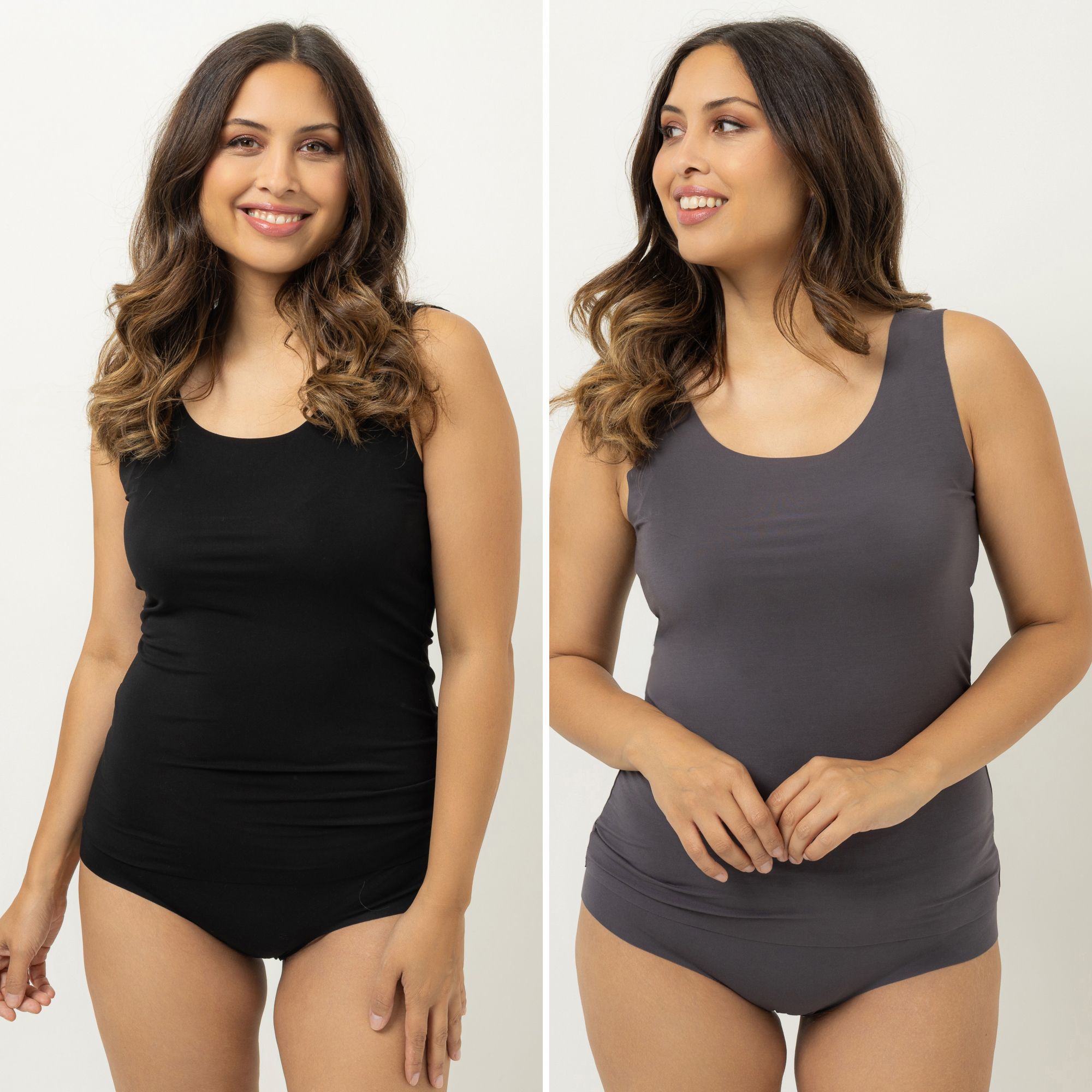 LITTLE ROSE 2 Tops Mikrofaser 2x uni figurbetont eng