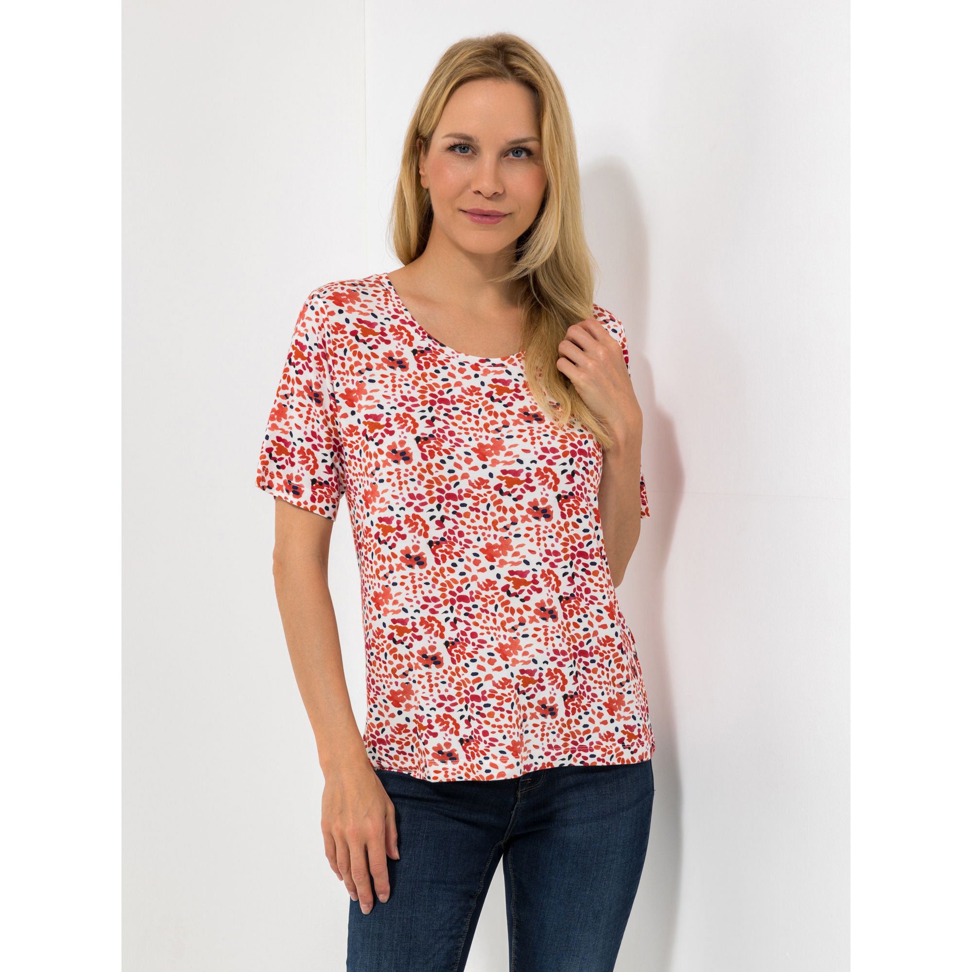 DENIM & CO. Shirt, 1/2-Arm Rundhalsausschnitt figurumspielend bedruckt