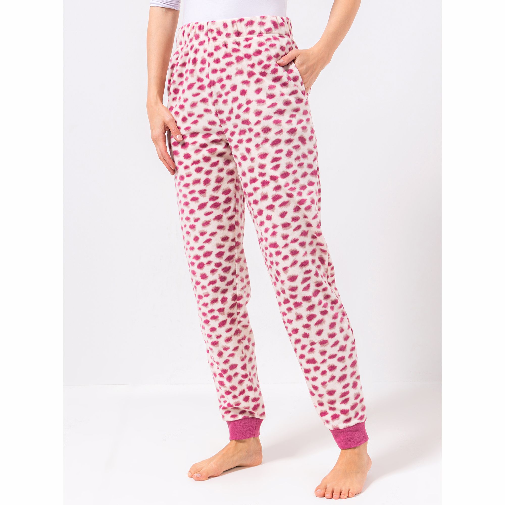 POLARSTERN HOMEWEAR Hose, 1/1-Länge Mikrofaser Fleece bedruckt Seitentaschen