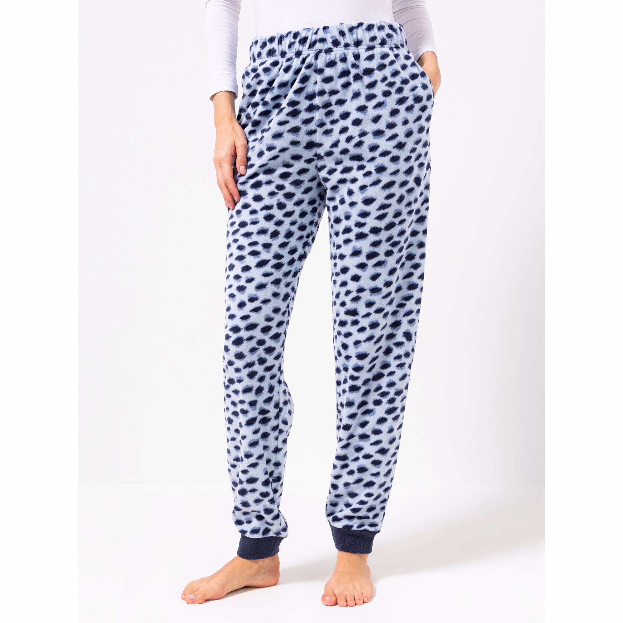 POLARSTERN HOMEWEAR Hose, 1/1-Länge Mikrofaser Fleece bedruckt Seitentaschen