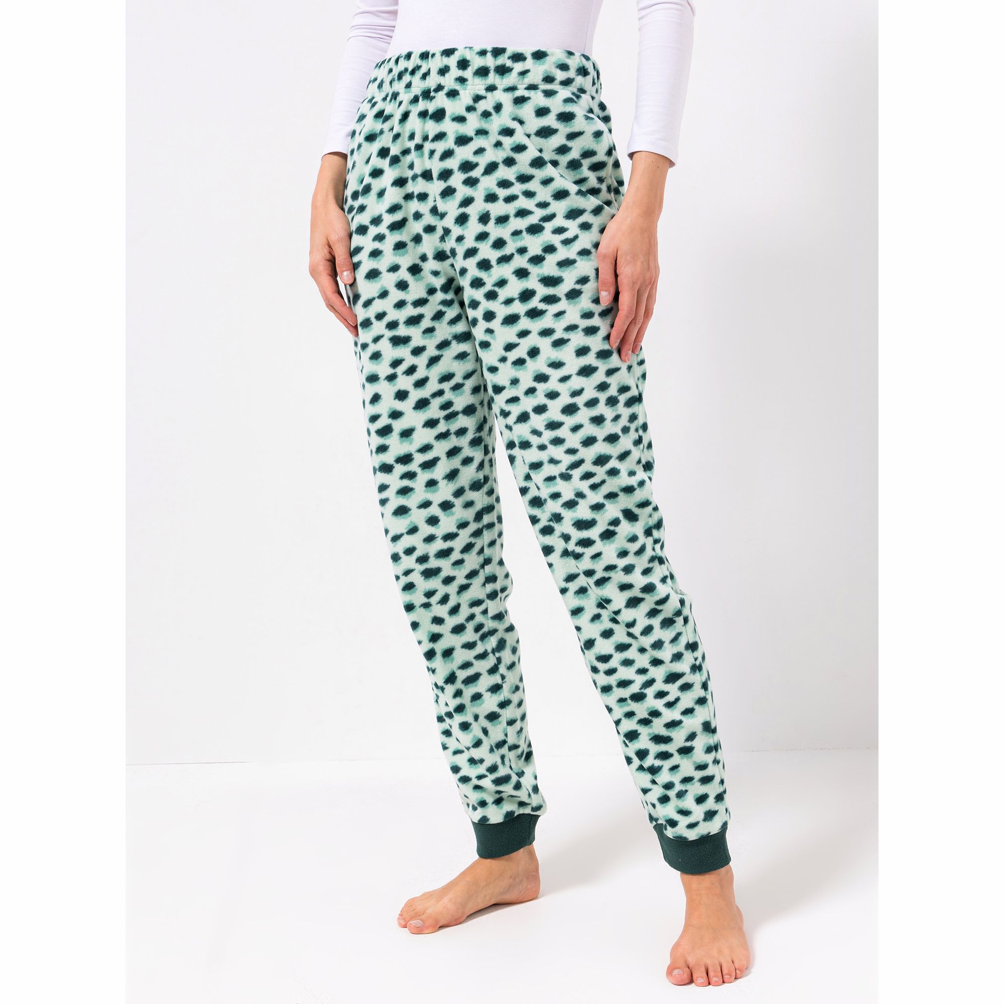 POLARSTERN HOMEWEAR Hose, 1/1-Länge Mikrofaser Fleece bedruckt Seitentaschen