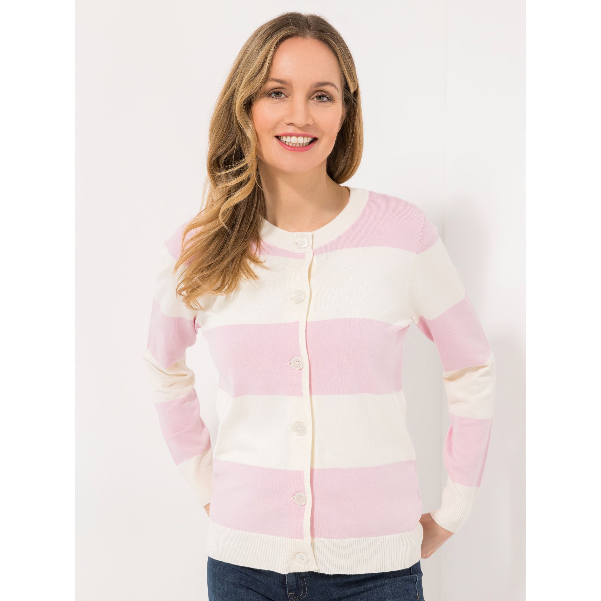 VIA MILANO Strickjacke, 1/1-Arm figurumspielend Knopfleiste Rippenbündchen