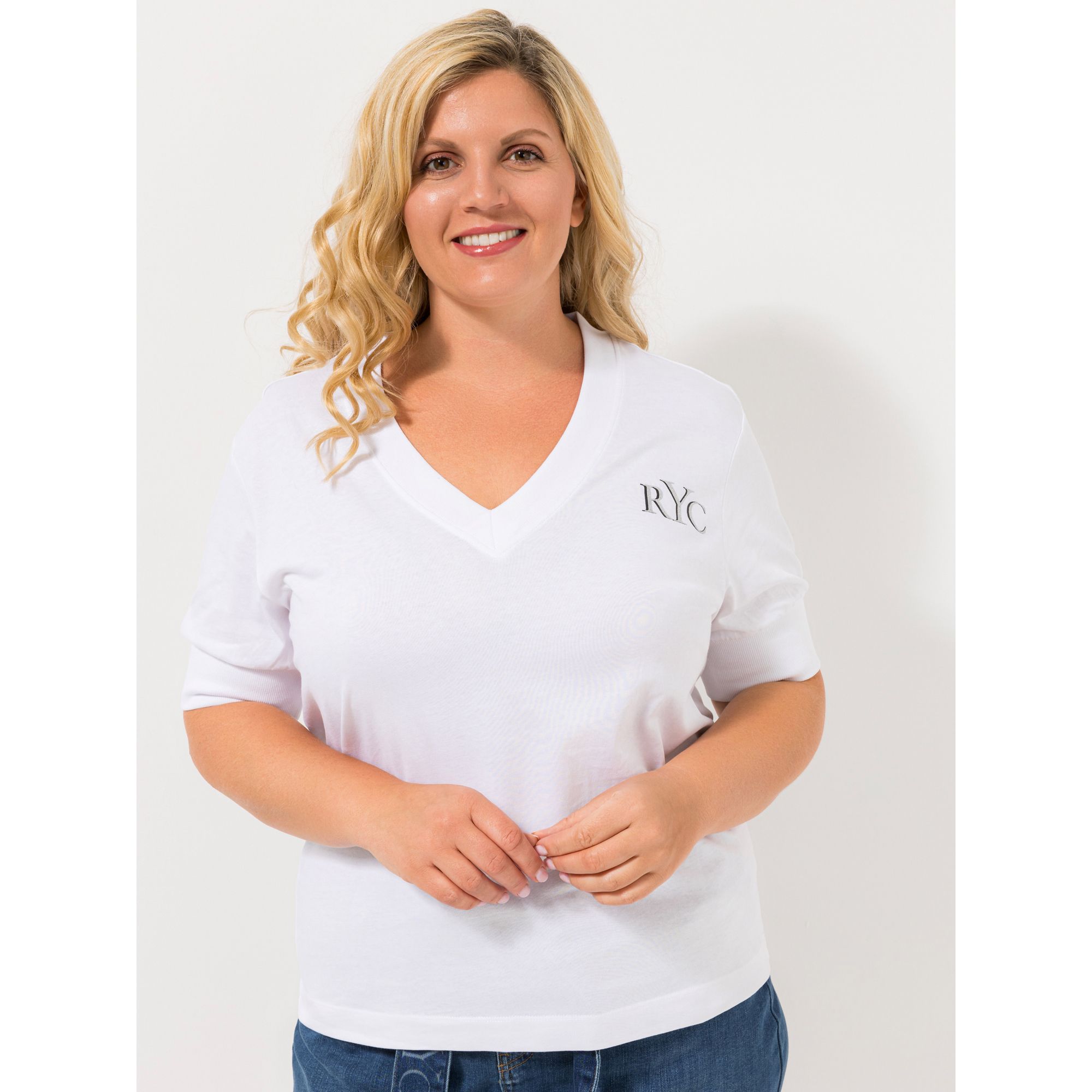 ROCK YOUR CURVES by Angelina K. Shirt, 1/2-Arm V-Ausschnitt Logo Druck